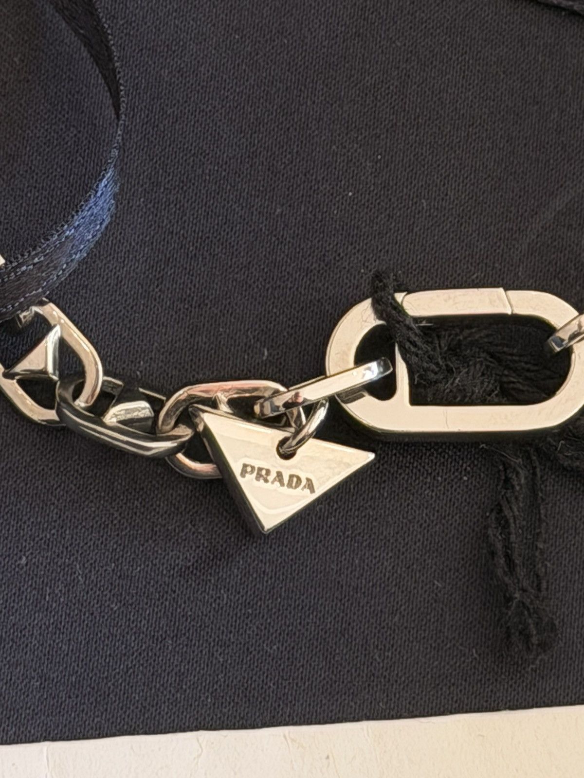 Prada PRADA Triangle Charm Chain Silver Brass Necklace With Clasp Size ONE SIZE - 9 Thumbnail