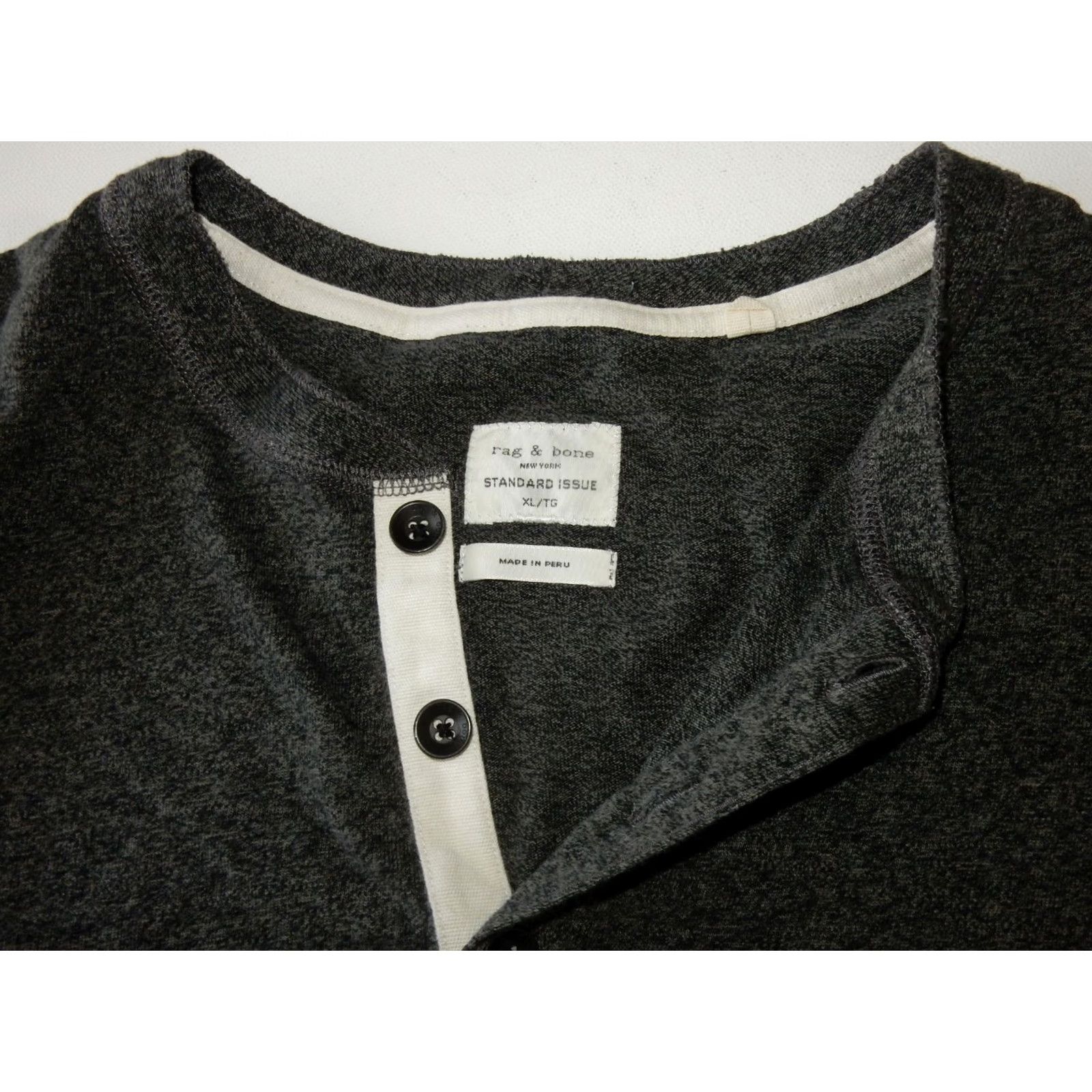 Rag & Bone rag & bone Men's Henley T Shirt XL Gray Cotton Long Sleeve T-Shirt Mens Size US XL / EU 56 / 4 - 3 Thumbnail