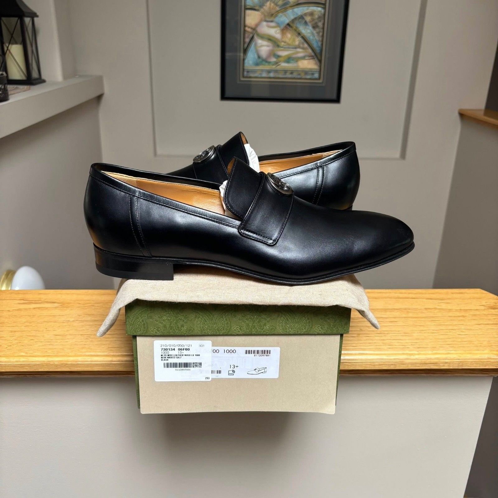 Gucci Black & Silver Interlock Leather Loafers - $1000- New