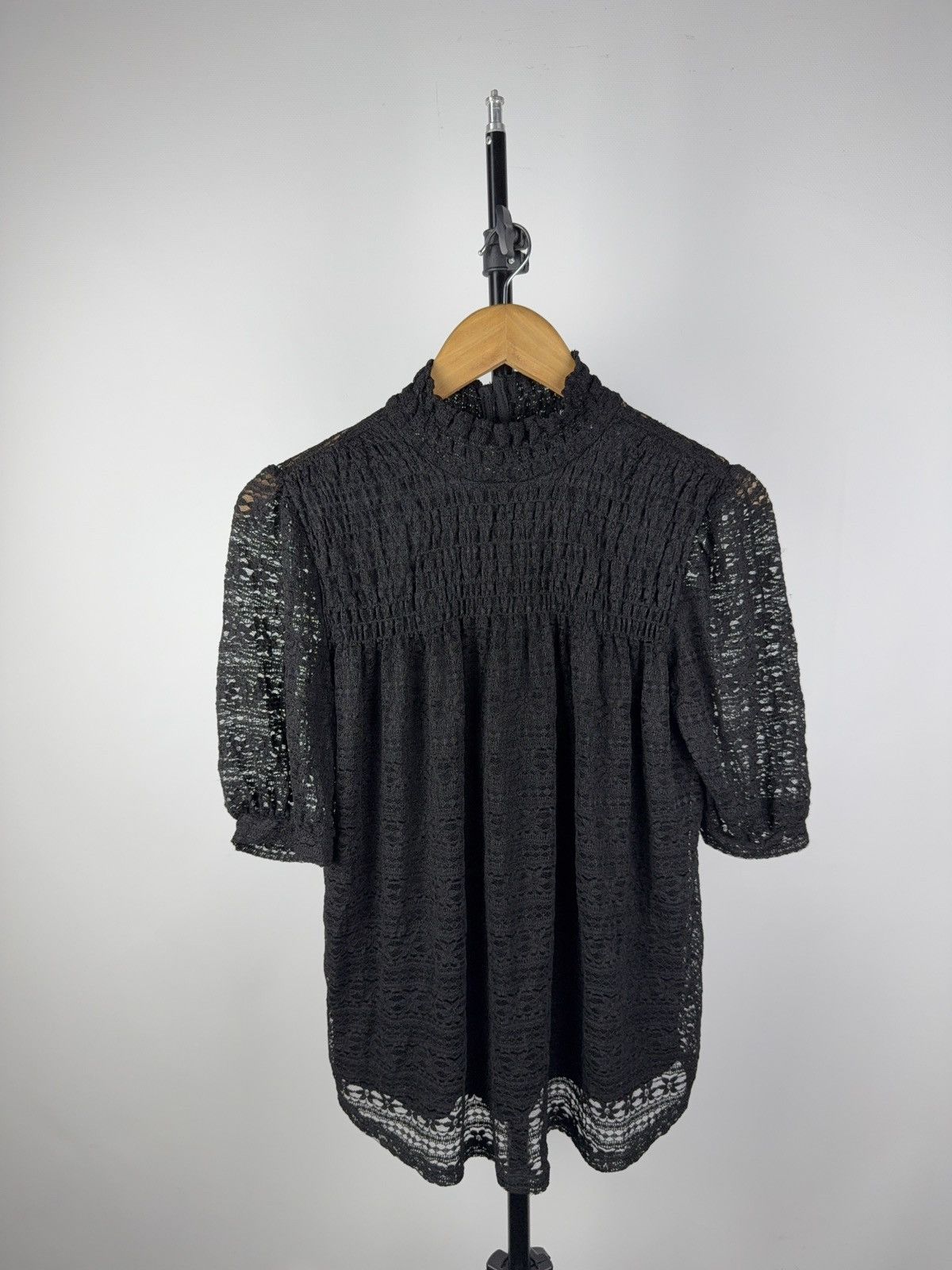 Japanese Brand Victorian Avant Garde Gothic Black Lace Smocked Tunic Dress Size M / US 6-8 / IT 42-44 - 1 Thumbnail