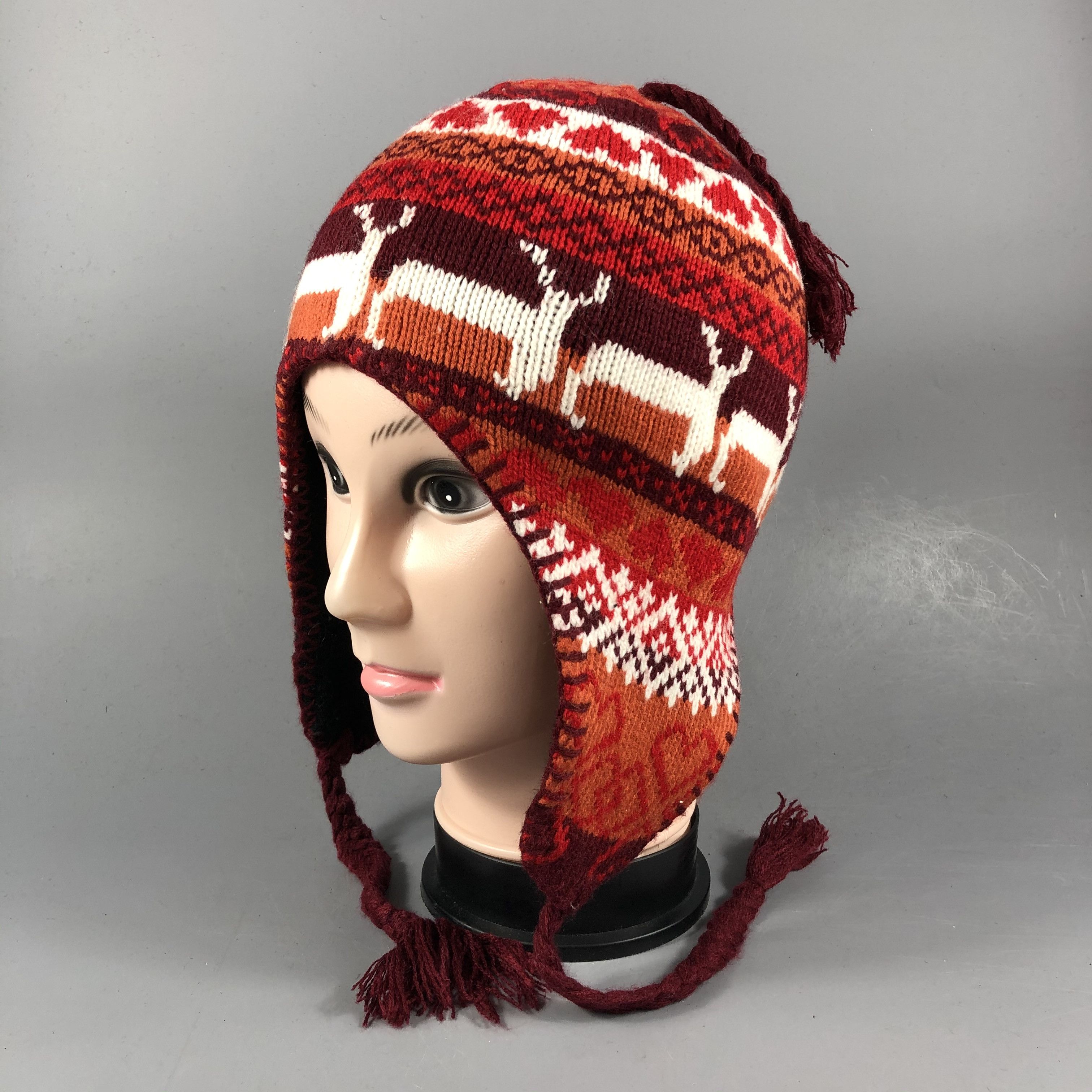 Japanese Brand Knit Fair Isle Earflap Beanie Size ONE SIZE - 2 Thumbnail