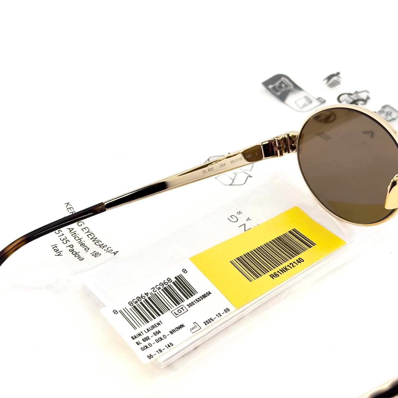 Saint Laurent Paris SAINT LAURENT SL 692 SL692 Gold Brown Narrow Slim Oval 004 Size ONE SIZE - 6 Thumbnail