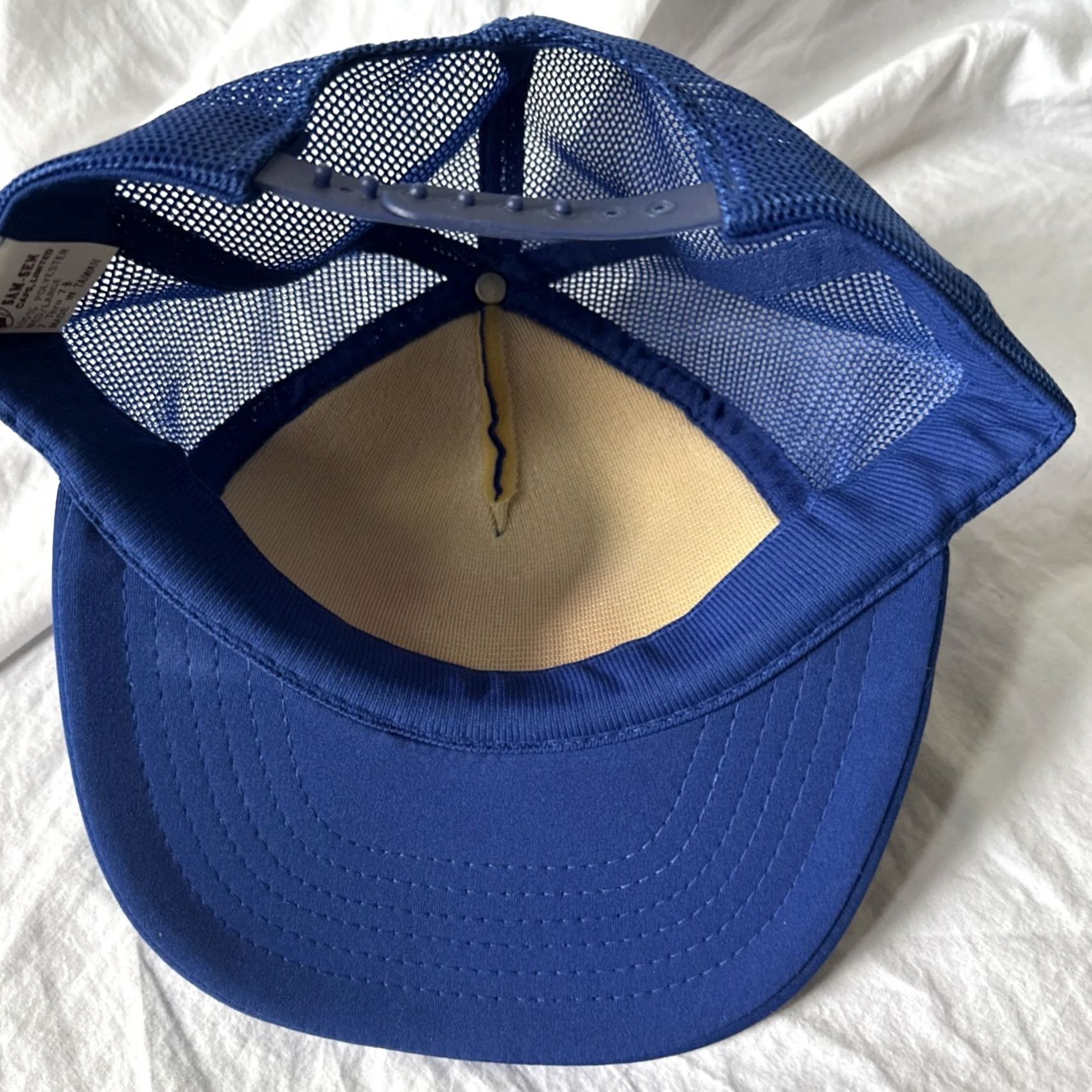 Vintage VINTAGE 80s Sam Sen Caps Avoco Oil Co. Hat SnapBack Foam Mesh Blue Adjustable One Size Unisex Adult Size ONE SIZE - 7 Thumbnail