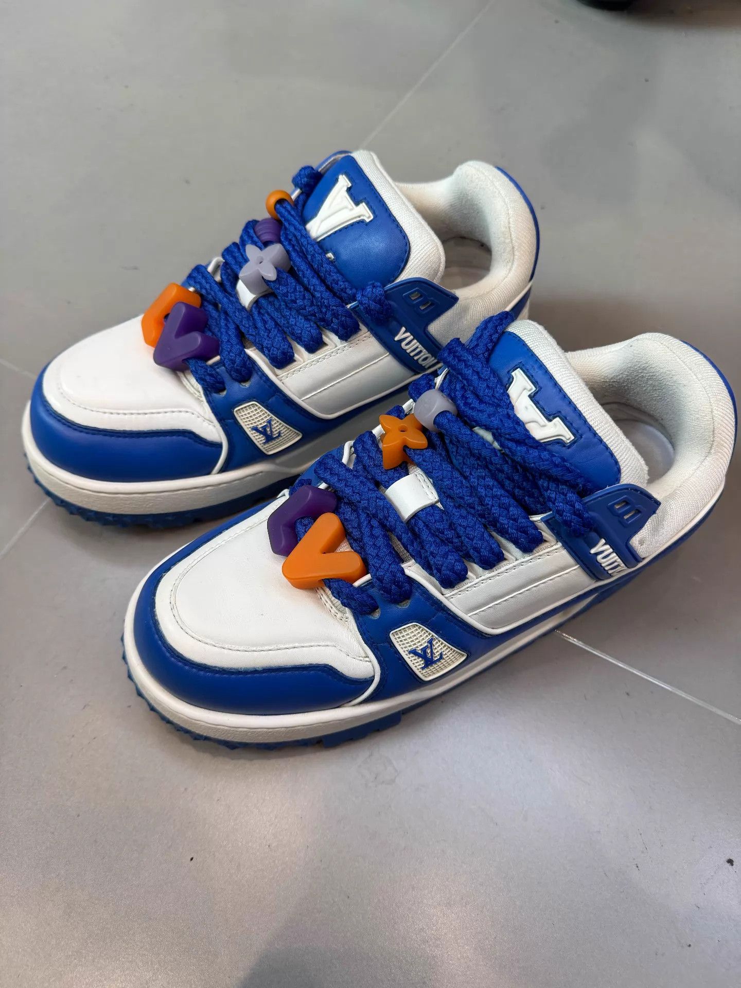 Louis Vuitton LV Trainer Maxi Men's White Blue Size US 8.5 / EU 41-42 - 1 Thumbnail