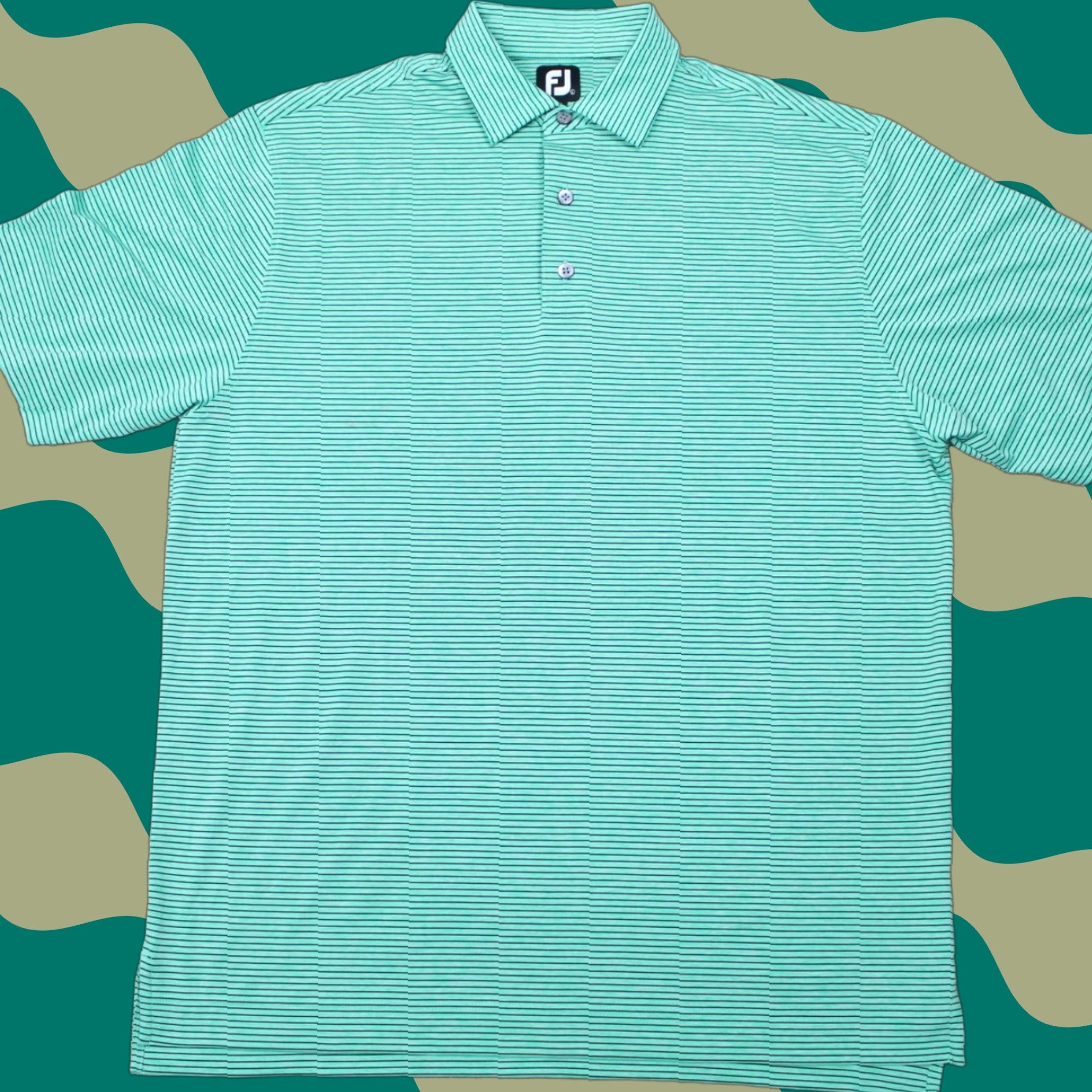 Footjoy FootJoy Polo Shirt Mens Large Green/Black Striped Golf S/S Stretch Pullover Size US L / EU 52-54 / 3 - 1 Thumbnail