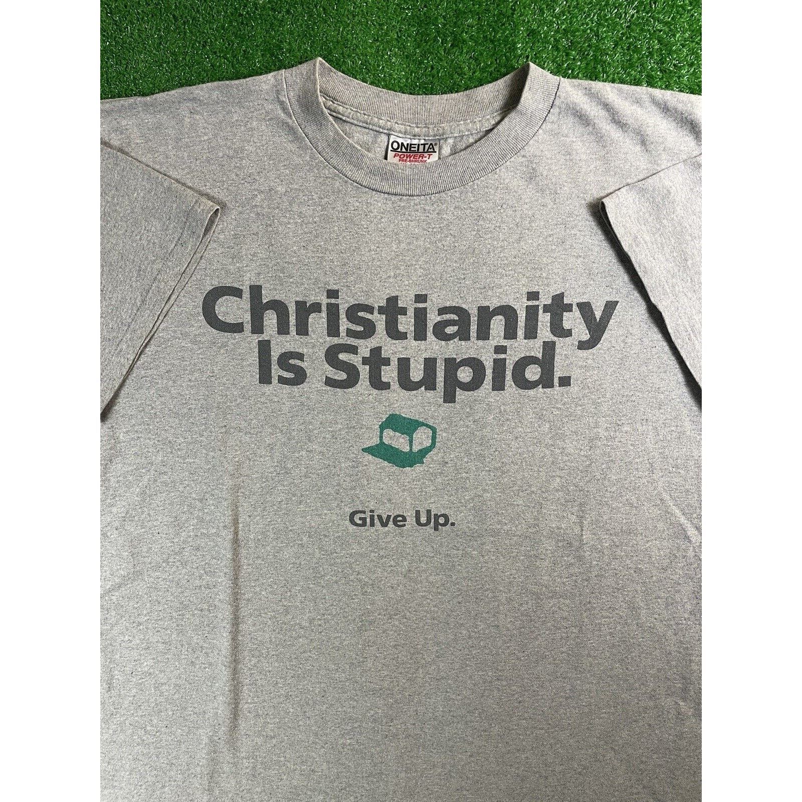 image of Vintage 90's Christianity Sucks Negativland Band XL Shirt Usa in Grey, Men's