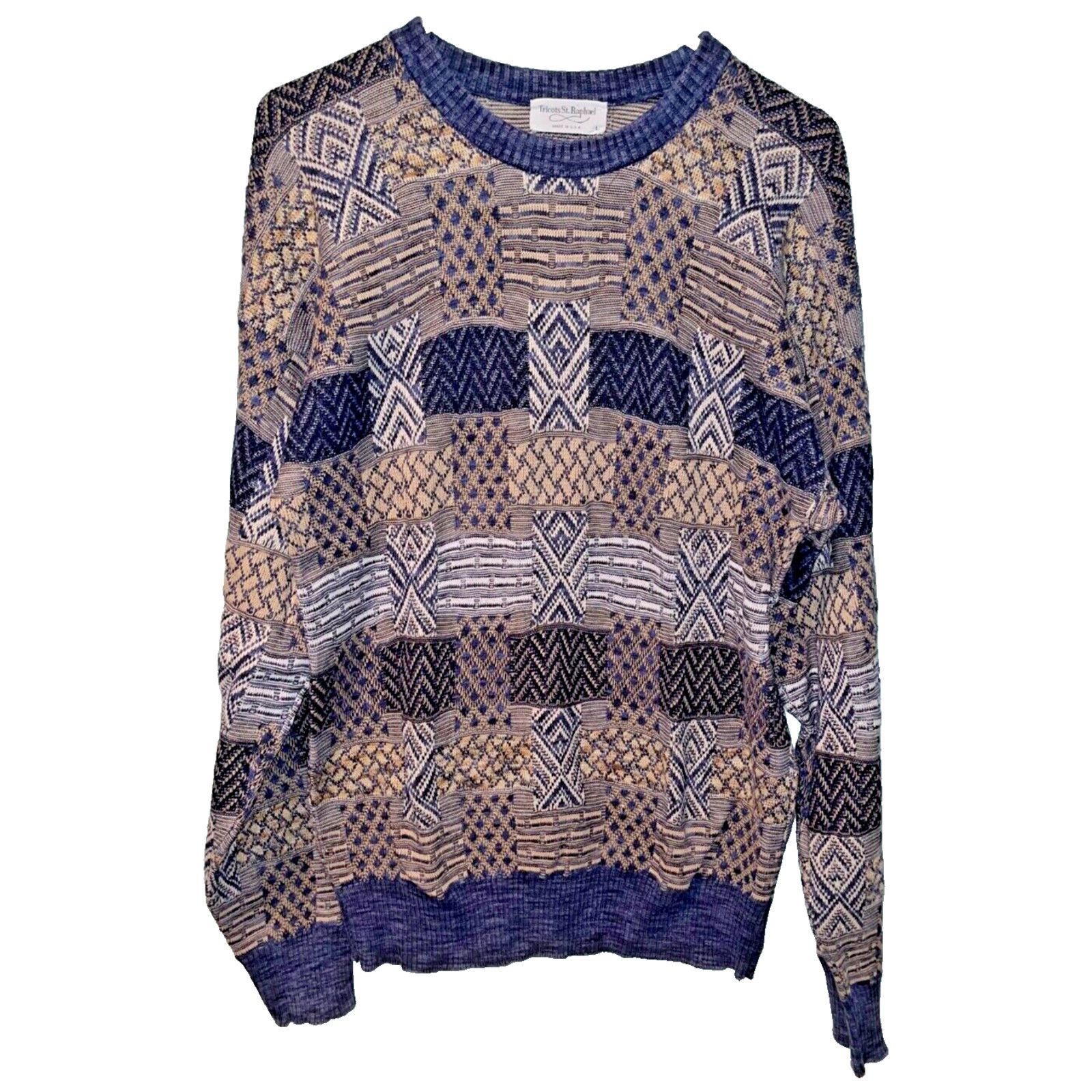 Tricots St. Raphael Tricots St Raphael Coogi Style Geometric Knit Sweater Mens L Size US L / EU 52-54 / 3 - 2 Thumbnail