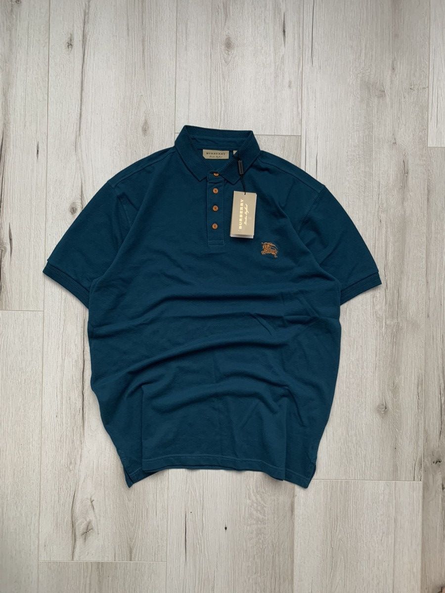 image of Burberry Logo Polo T-Shirt XL Size in Blue, Men's