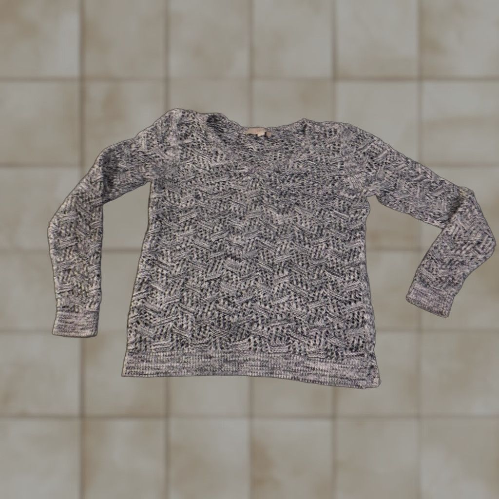 Loft LOFT Sweater Womens Medium Gray Black Knit Pullover V Neck Long Sleeve Patterned Size M / US 6-8 / IT 42-44 - 1 Thumbnail