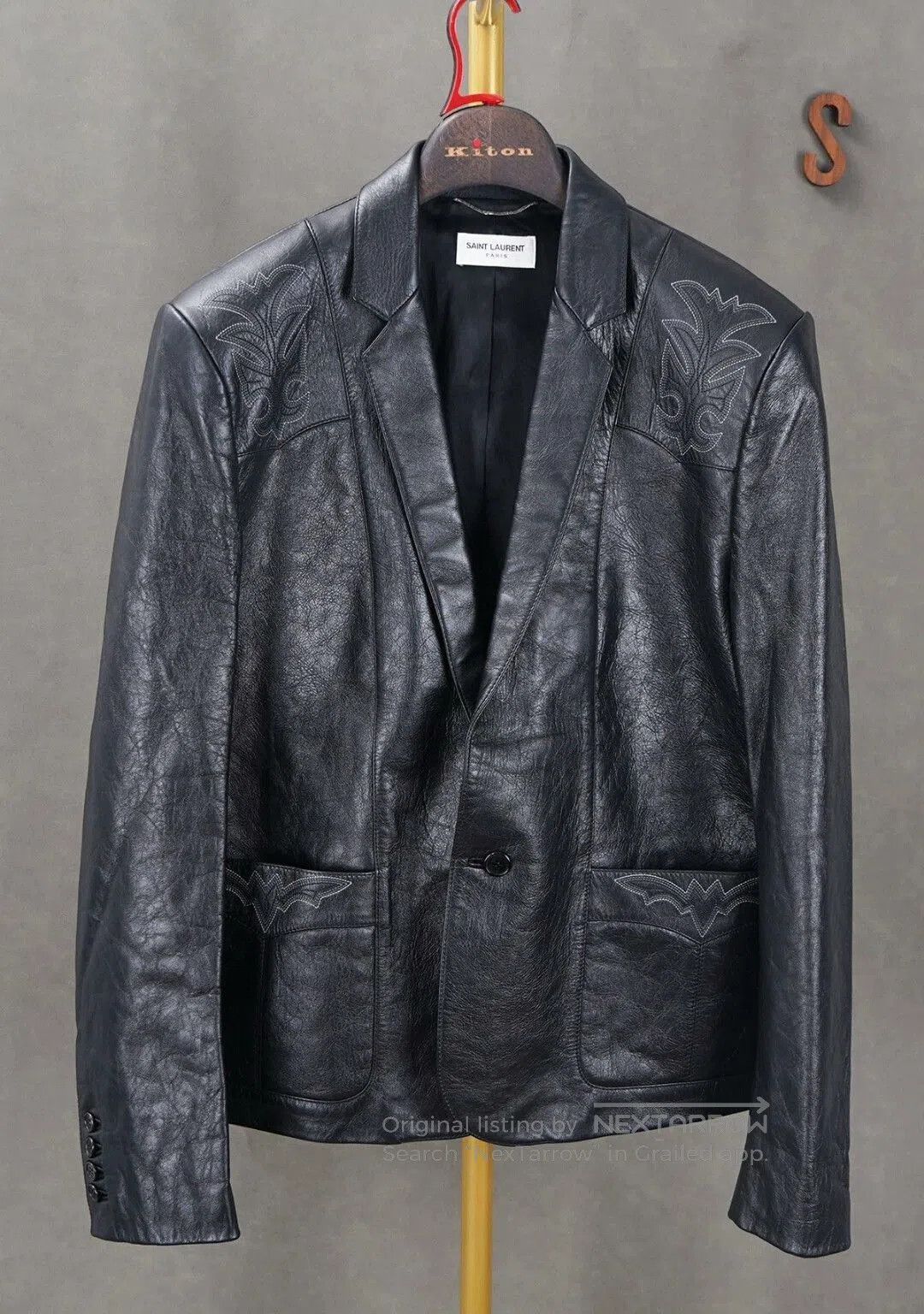 Yves Saint Laurent Saint Laurent Black Leather Blazer Jacket. Size US L / EU 52-54 / 3 - 1 Thumbnail
