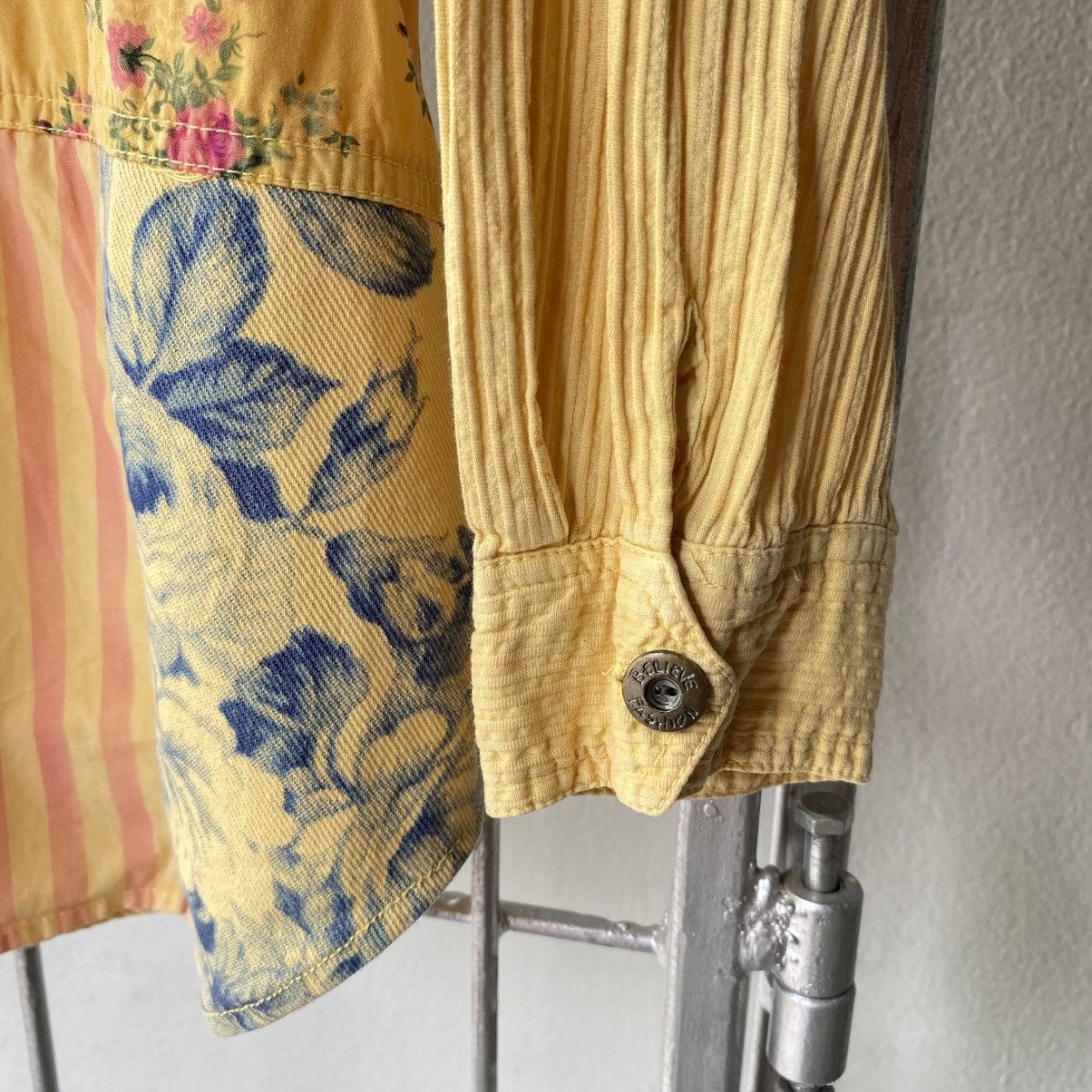 Designer × Japanese Brand MATURIODEA Yellow Patchwork Floral Shirt Size XL / US 12-14 / IT 48-50 - 5 Thumbnail