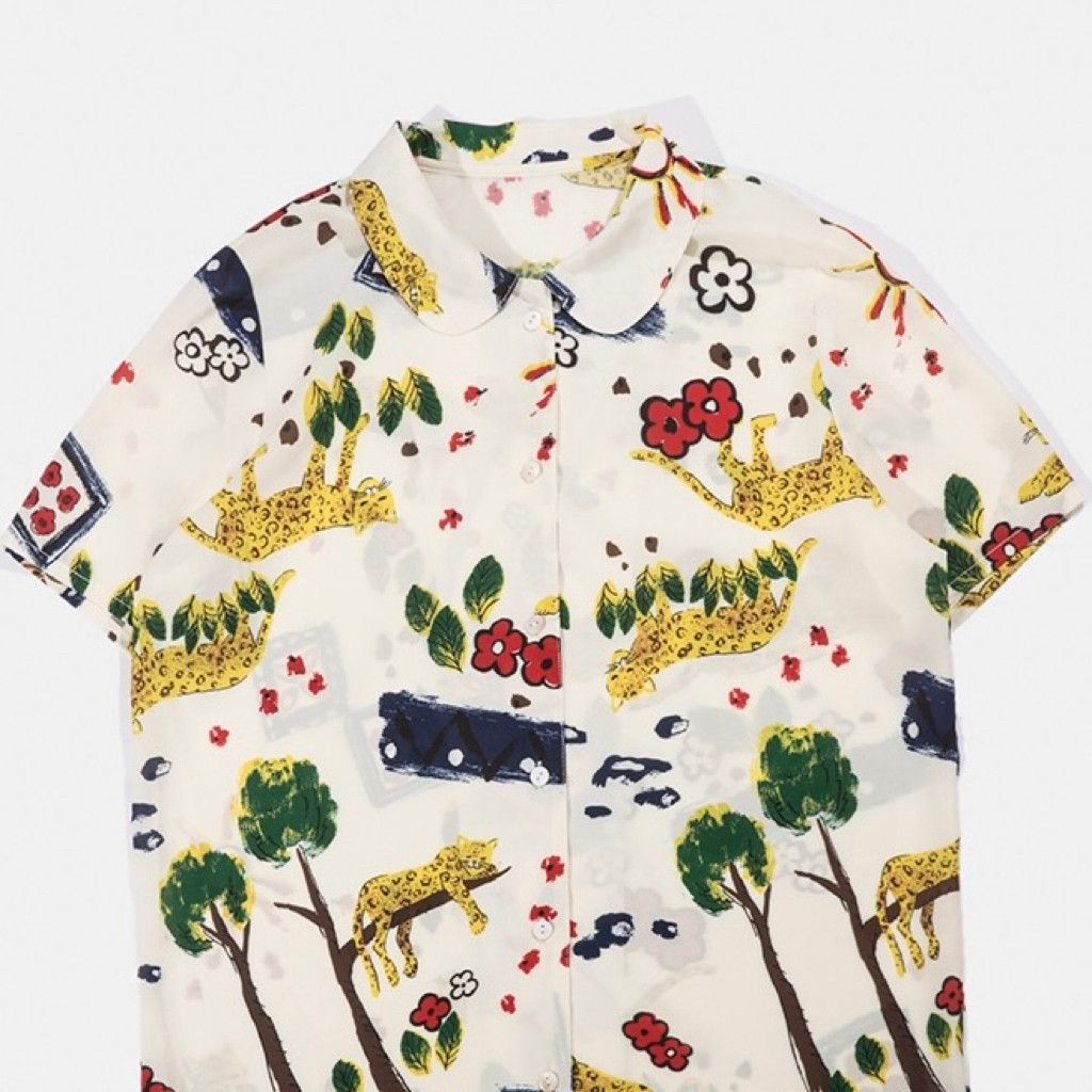 Zara Hawaii Cute Jungle Doodle Style shirt Size S / US 4 / IT 40 - 1 Thumbnail
