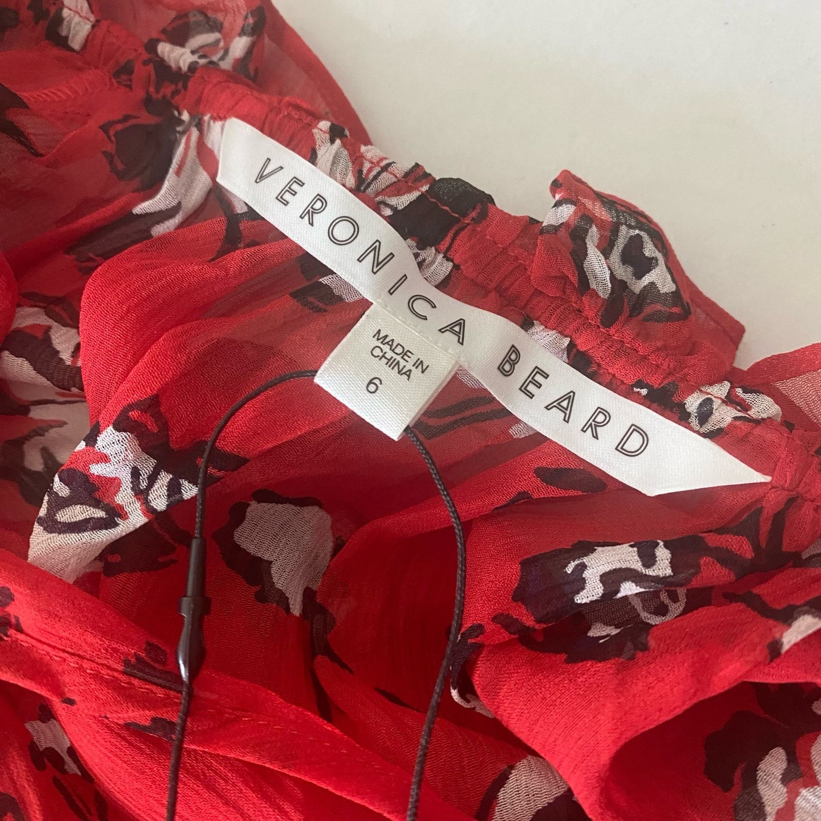 Veronica Beard VERONICA BEARD Antonette Silk Peasant Top Size 6 Red Multi Size M / US 6-8 / IT 42-44 - 12 Thumbnail