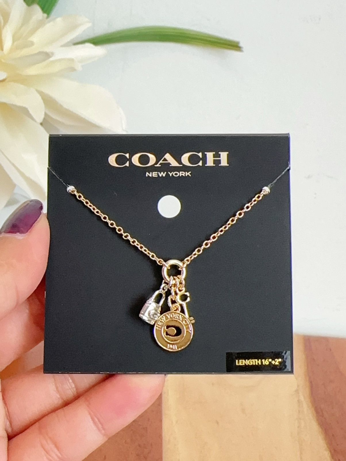 Coach NWT Coach Coin Multi Charm Pendant Necklace Size ONE SIZE - 2 Thumbnail