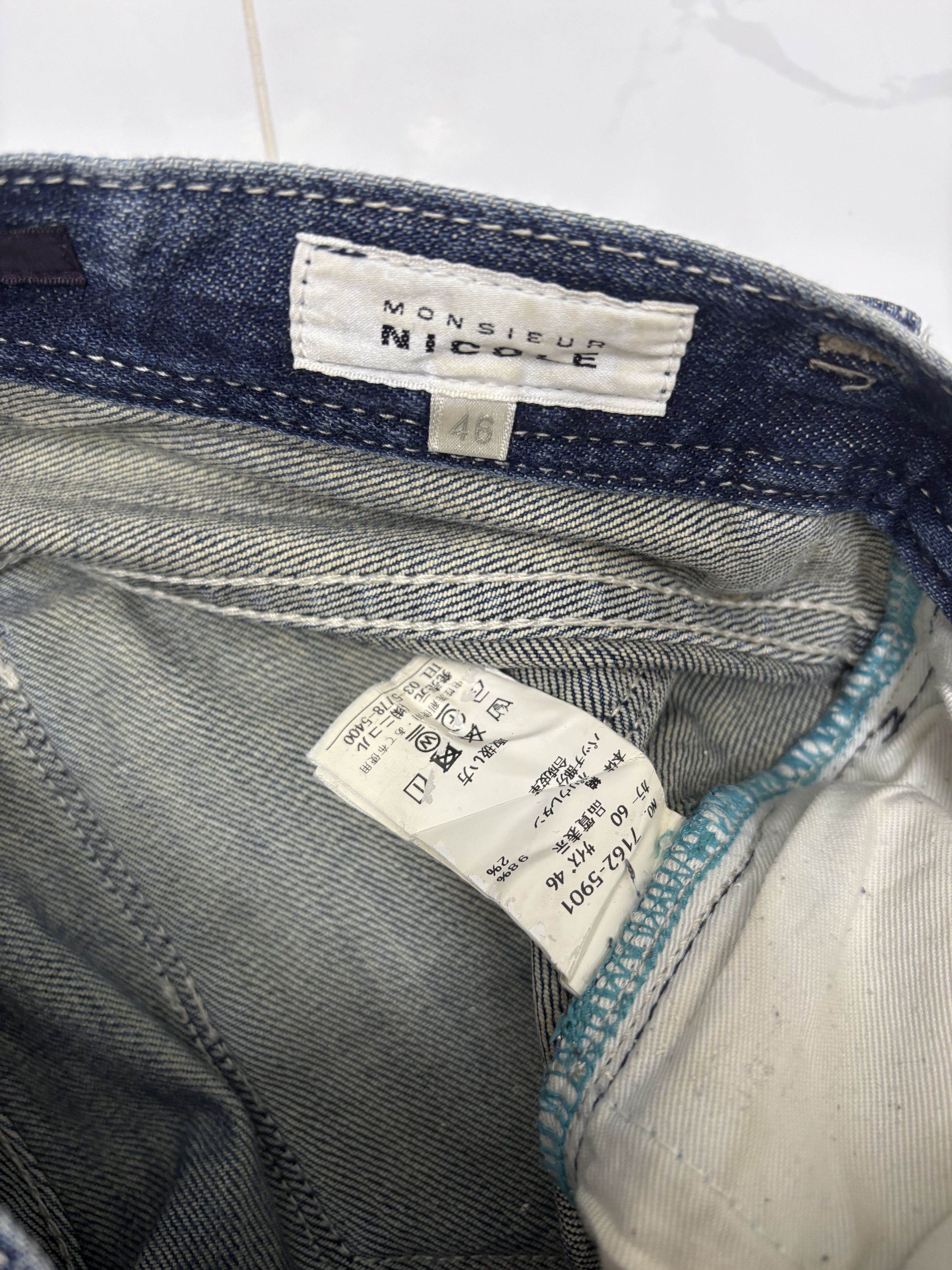 Le Grande Bleu (L.G.B.) × Nicole Club × Tornado Mart Nicole Monsieur Tapered Fit Distressed Denim Jeans Size US 31 - 10 Thumbnail