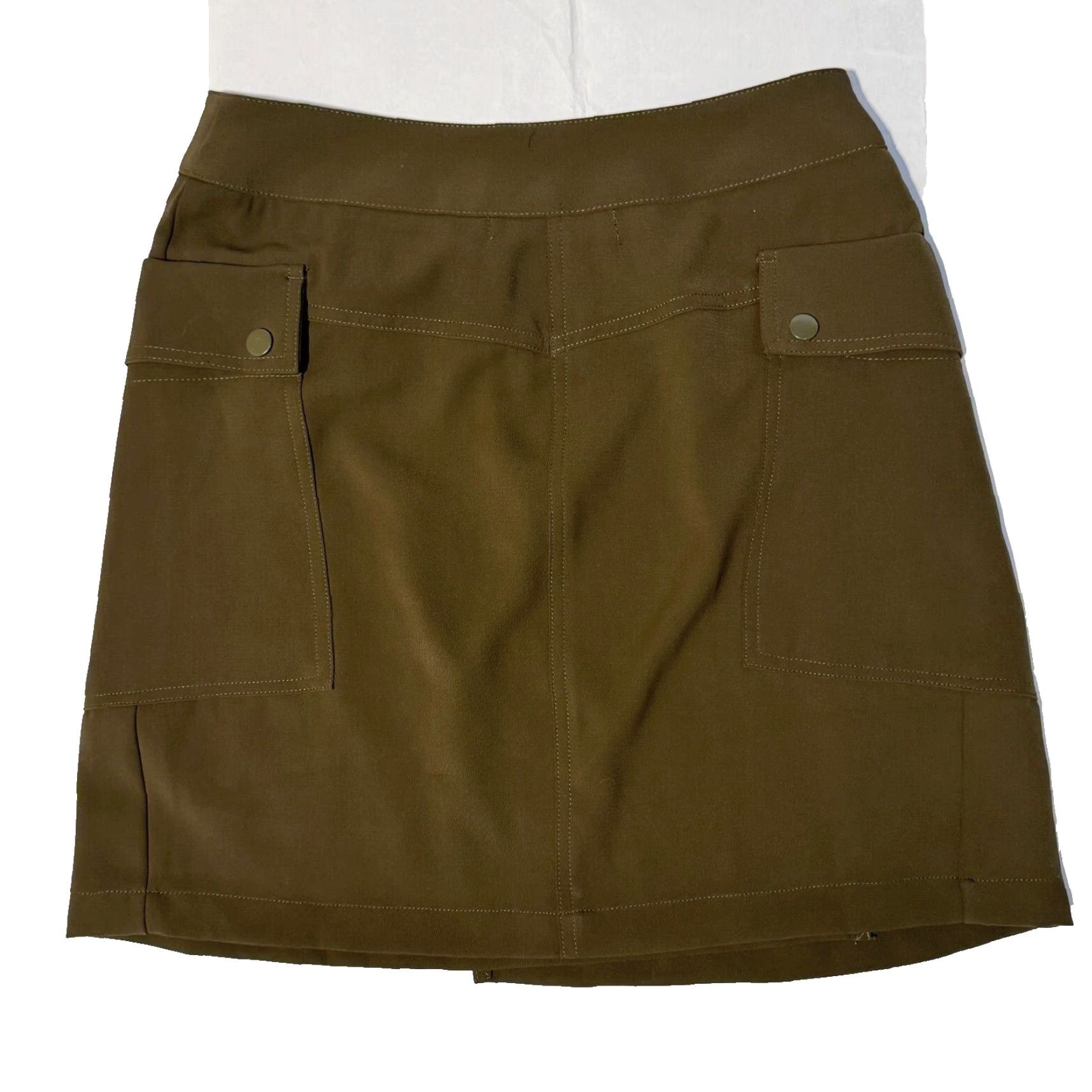 Vintage Bishop + Young Skirt Military Army Green Side Snap Pockets Mini Medium Size 32" / US 10 / IT 46 - 5 Thumbnail