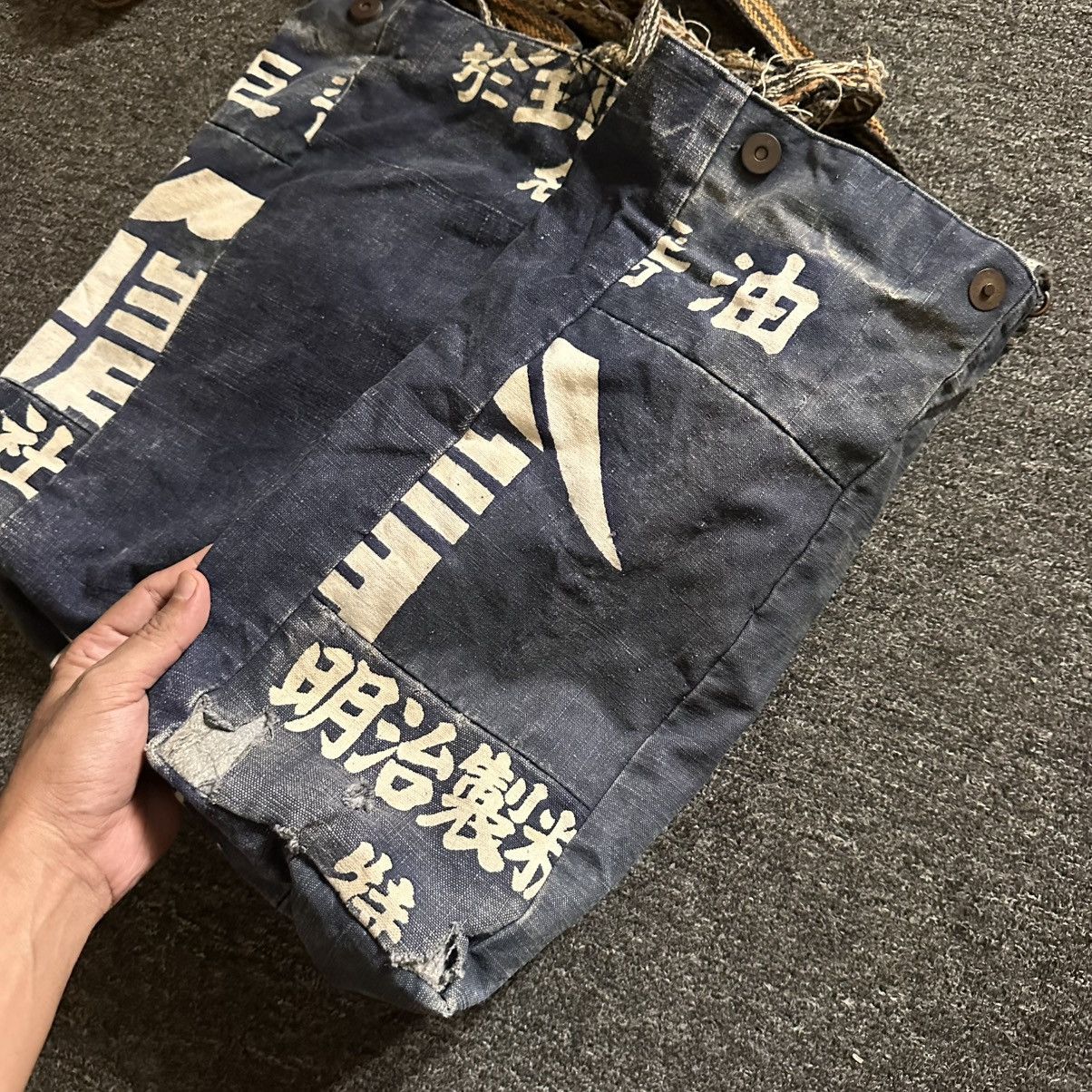 Japanese Brand KING OF SAKE JAPANESE KANJI DISTRESSED INDIGO SLING TOTE BAG Size ONE SIZE - 4 Thumbnail