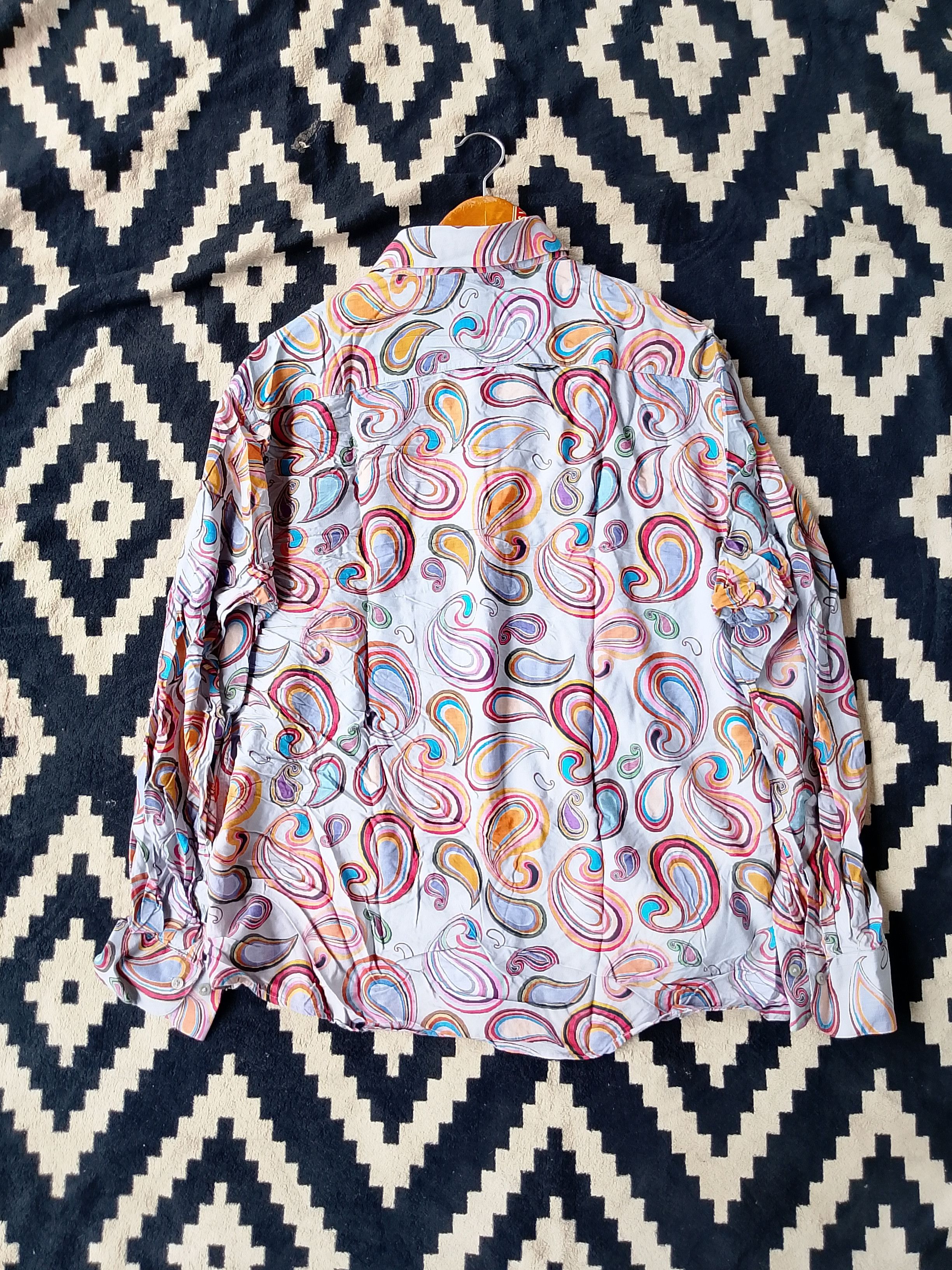 Other Rare Rabbit Marsh Blue Paisley Printed Spread Collar Shirt Size US XXL / EU 58 / 5 - 5 Thumbnail