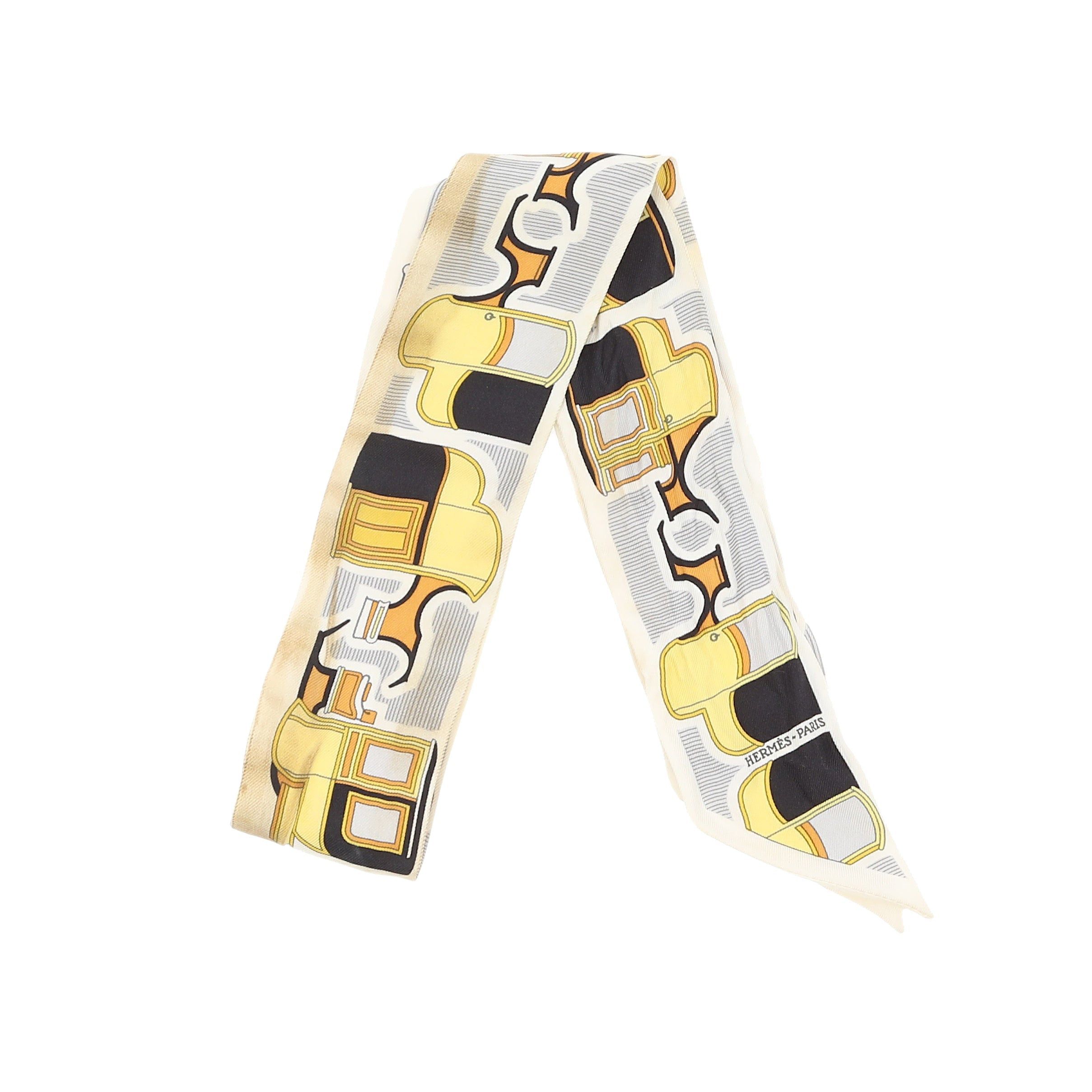 image of Hermes Twilly Foulard In Multicolor Silk in Black, Women's