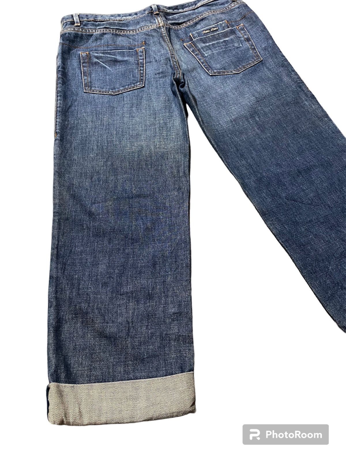 Miu Miu × Prada MIUMIU LOGO PATCH DENIM JEANS MADE IN ITALY Size 32" / US 10 / IT 46 - 4 Thumbnail