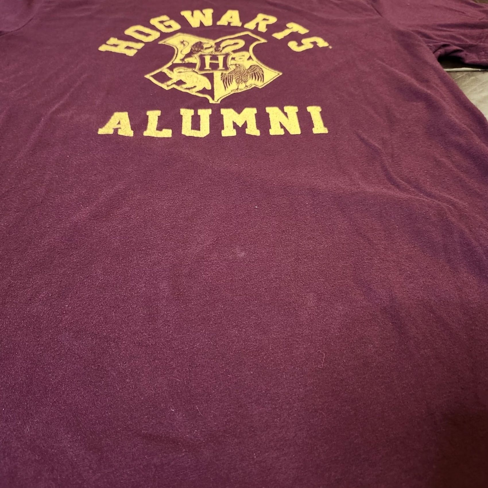 Vintage Harry Potter Shirt Mens Medium Hogwarts Alumni Seven Times Six Burgandy 100% Cotton Crewneck Short Sleeve T-Shirt Fall M Size US M / EU 48-50 / 2 - 4 Thumbnail