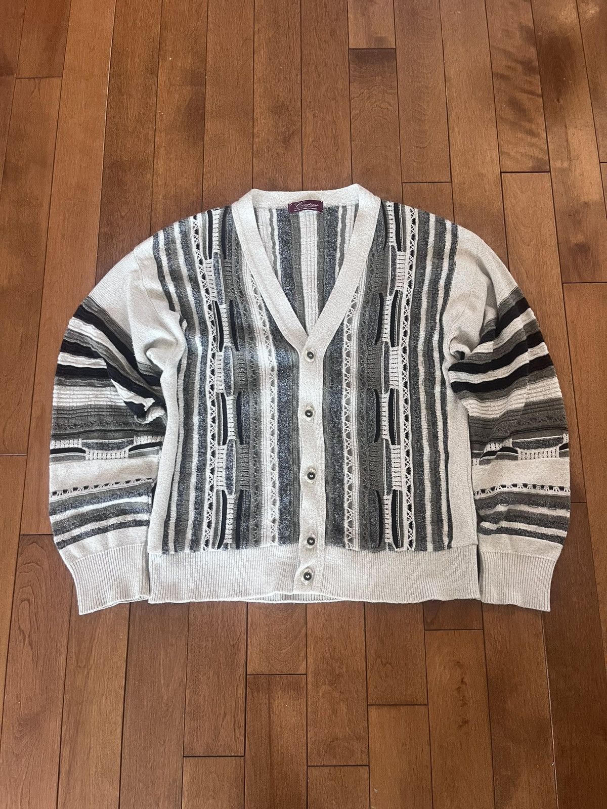 Vintage Vintage 3D knit cardigan Size US L / EU 52-54 / 3 - 2 Thumbnail