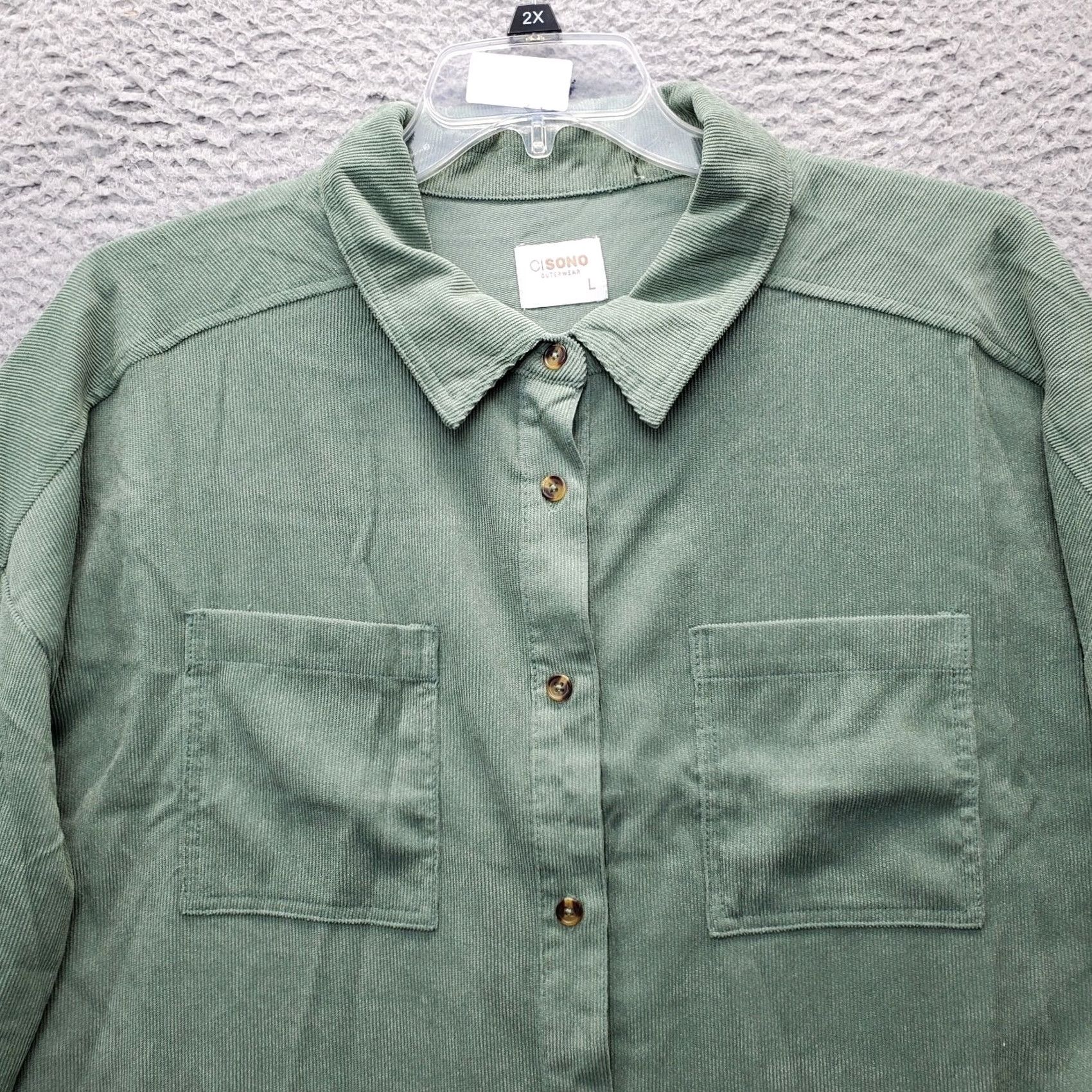 Vintage Cisono Outerwear Shirt Womens L Green Collared Button-Down Stretch Pocketed Casual Shirt Size L / US 10 / IT 46 - 3 Thumbnail