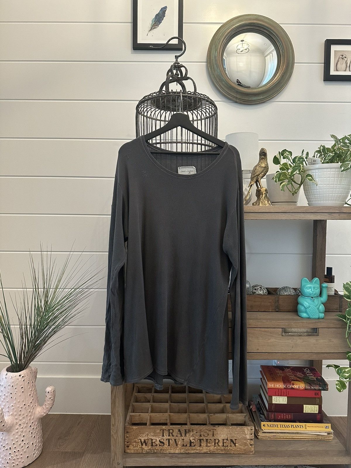 tan waffle shirt