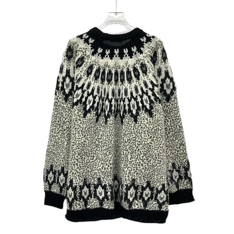 Valentino Valentino Color-blocked leopard print jacquard sheep swea Size US S / EU 44-46 / 1 - 2 Thumbnail