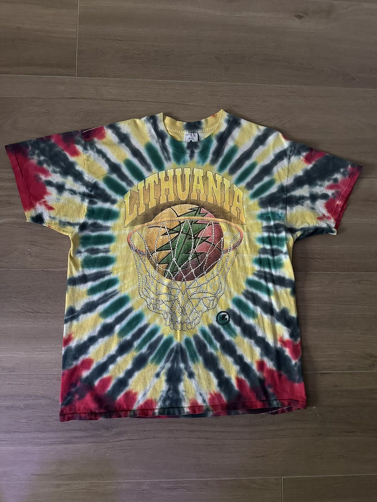 image of Band Tees x Vintage Lithuania Tie Dye Shirt XL 1996 in Tie/Dye, Men's