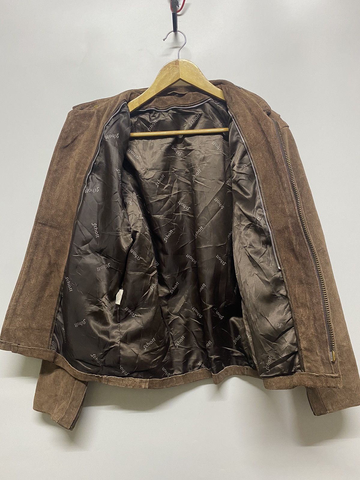 Schott Vtg Schott Leather Riders Trucker Jacket Suede Size 38 Brown Size US XL / EU 56 / 4 - 4 Thumbnail