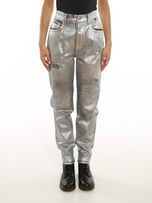 Dolce & Gabbana o1y0825 Denim Pant in Silver Size 25" / US 0 / IT 36 - 1 Thumbnail