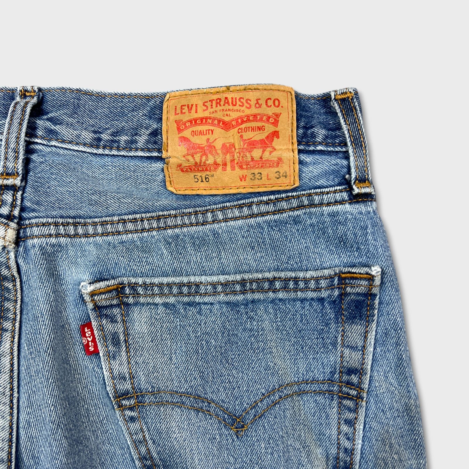 Levi's × Vintage Levi's 516 Jeans 33x34 Blue Slim Straight Leg Faded Denim Size US 33 - 8 Thumbnail