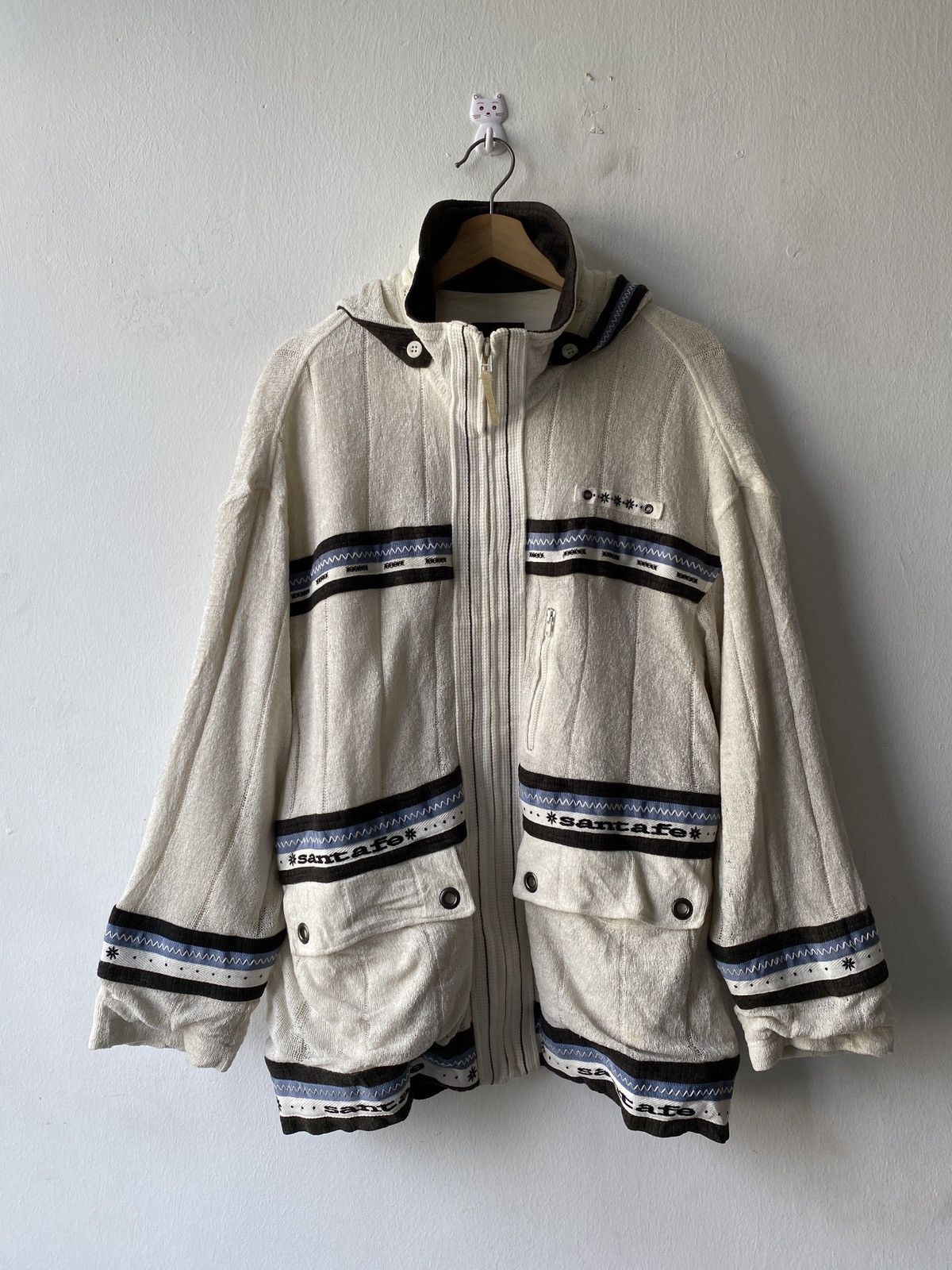 Japanese Brand × Vintage Vintage 90s Santafe Knit Design Zipper Hoodie Size US L / EU 52-54 / 3 - 3 Thumbnail