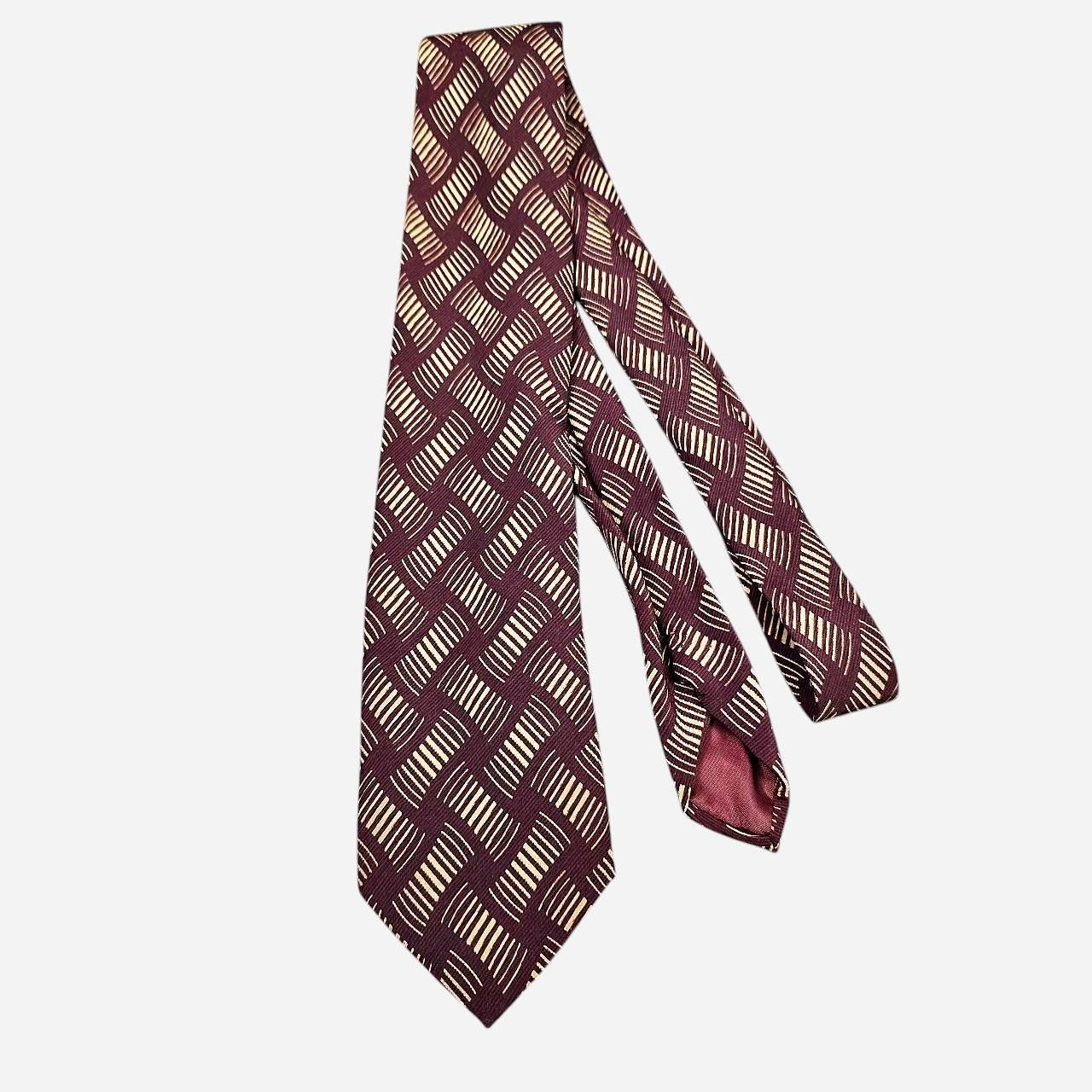 Giorgio Armani Vintage Giorgio Armani Burgundy and Tan Pattern Neck Tie Size ONE SIZE - 1 Thumbnail