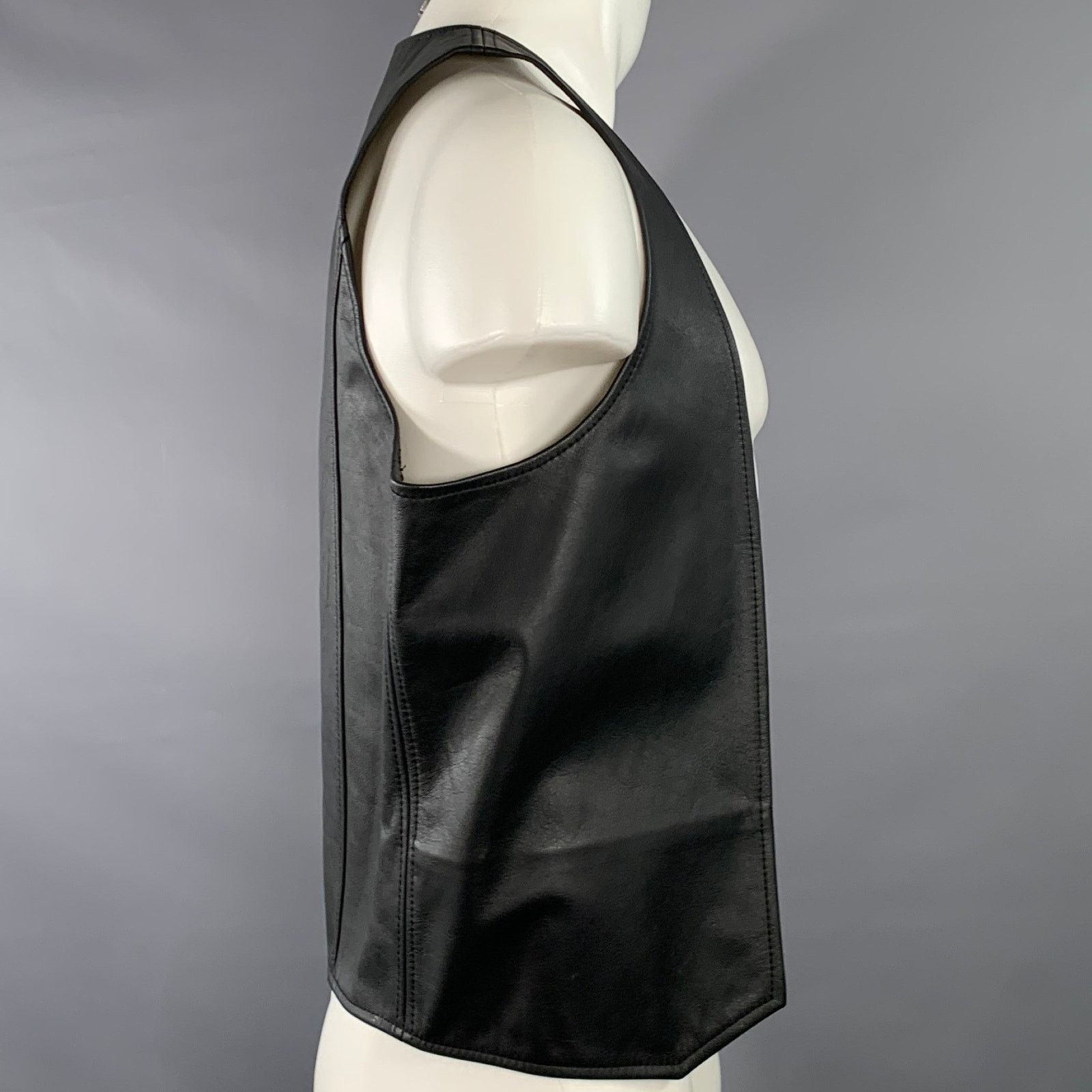 Other MR. S LEATHER Size S Black Leather Open Front Vest Size 36R - 2 Thumbnail