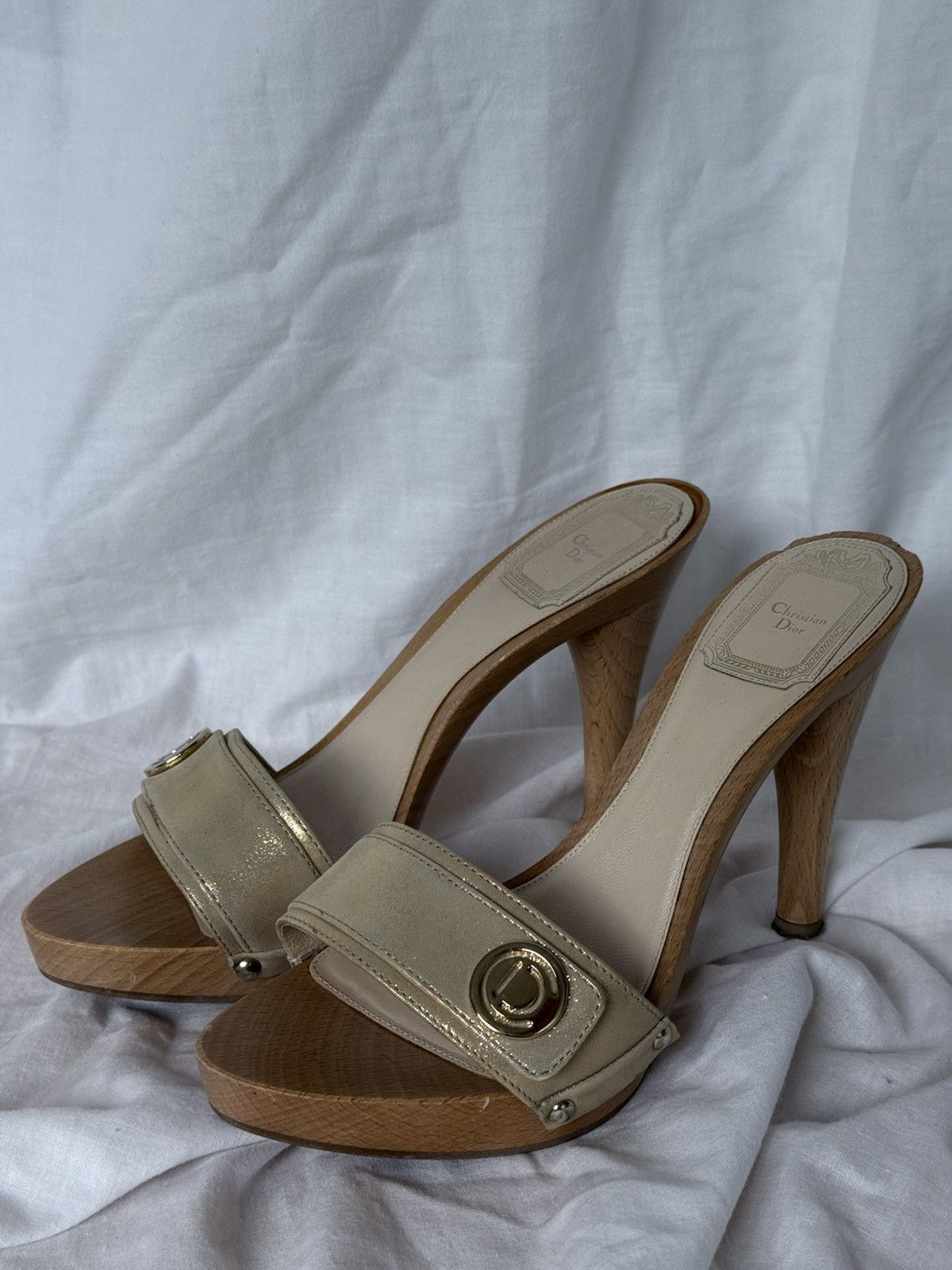 Dior Christian Dior Gold/Wood Clogs Sandals Mules Size US 6 / IT 36 - 2 Thumbnail