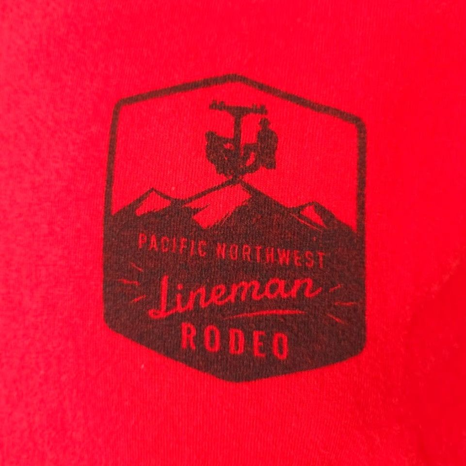 Vintage Bayside T Shirt Mens Small Red 2018 Sasquatch Pacific Northwest Lineman Rodeo USA Size US S / EU 44-46 / 1 - 3 Thumbnail