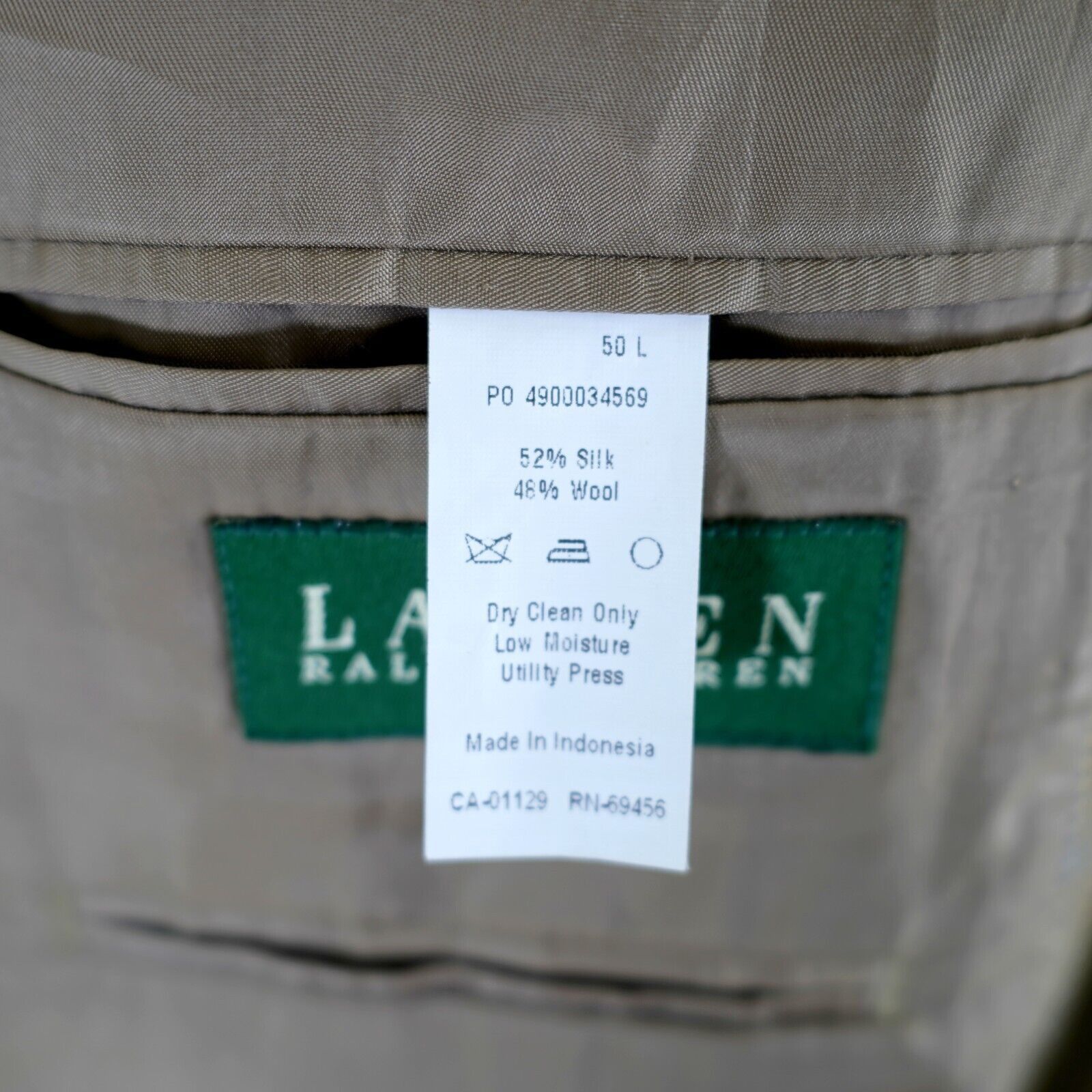 Lauren Ralph Lauren Lauren Ralph Lauren Wool Silk Brown Tan Hounstooth W/ Blue W Size 48L - 9 Thumbnail