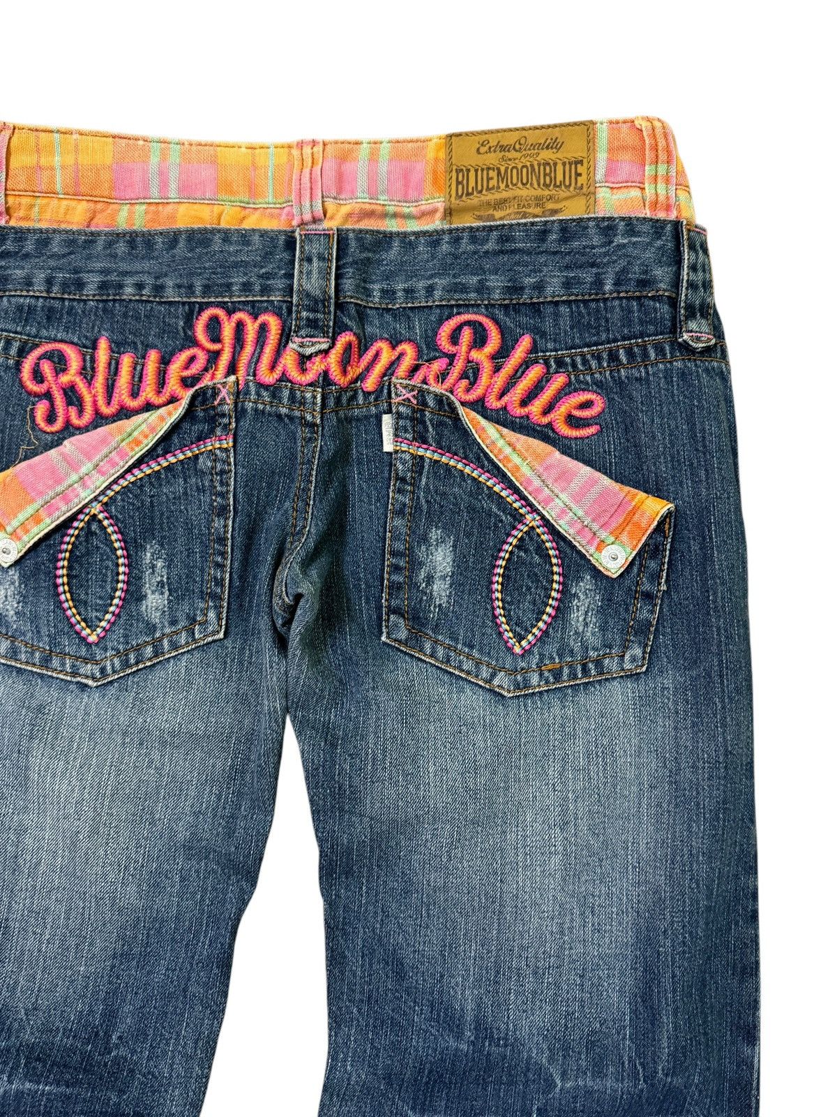 Hysteric Glamour BLUE MOON BLUE DOUBLE WAIST COLOURFUL EMBROIDERY DENIM Size US 29 - 13 Thumbnail