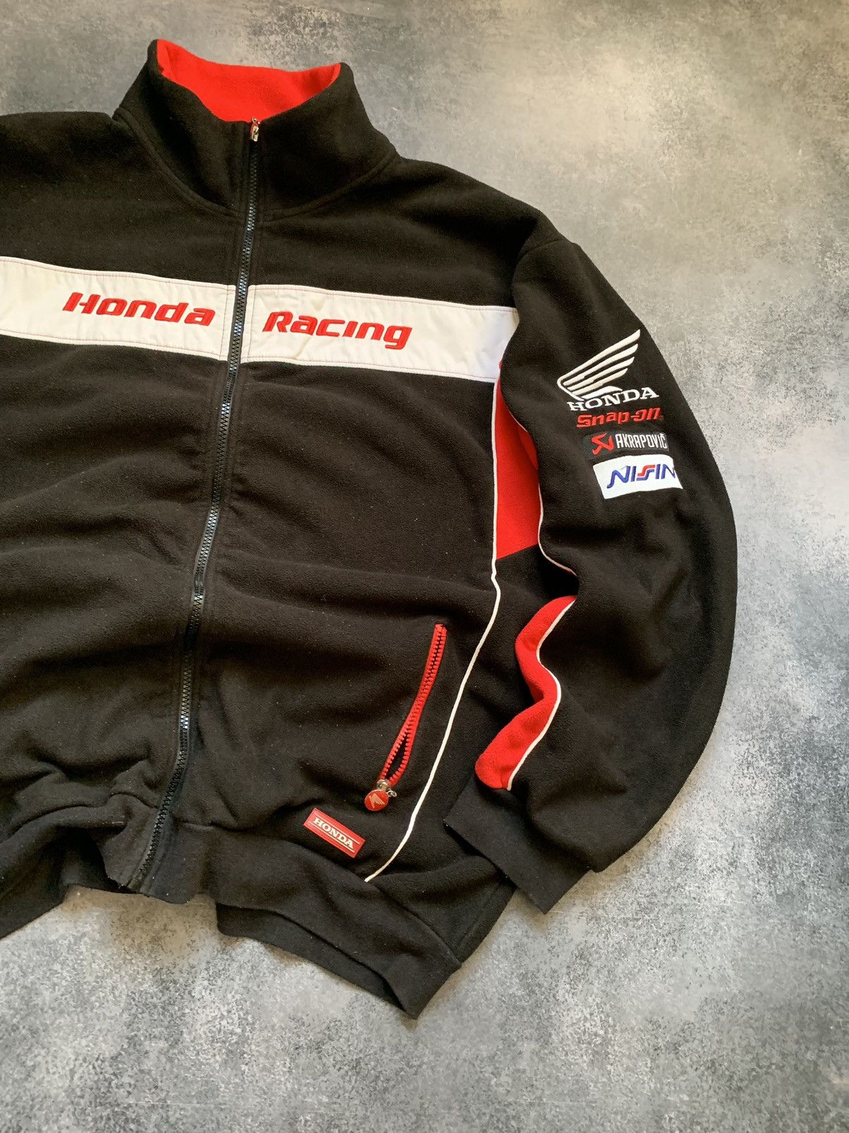 Honda × Vintage Vintage Honda Racing Distressed Fleece Jacket World Racing Size US XL / EU 56 / 4 - 3 Thumbnail