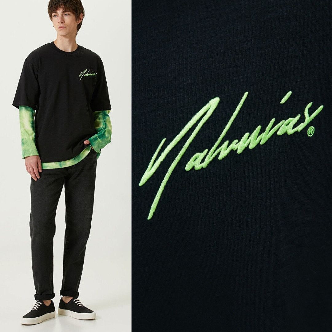 Nahmias Nahmias | Black Green Tie Dye Double Layered T-Shirt S Size US S / EU 44-46 / 1 - 1 Thumbnail