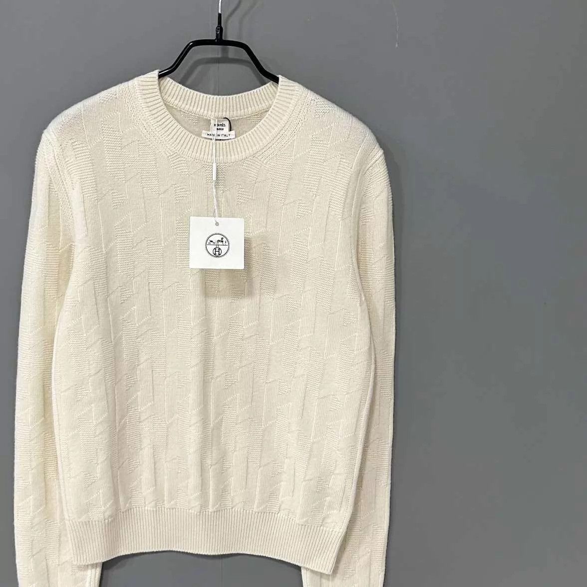 Hermes HERMES cream wool twill H sweater Size S / US 4 / IT 40 - 2 Thumbnail
