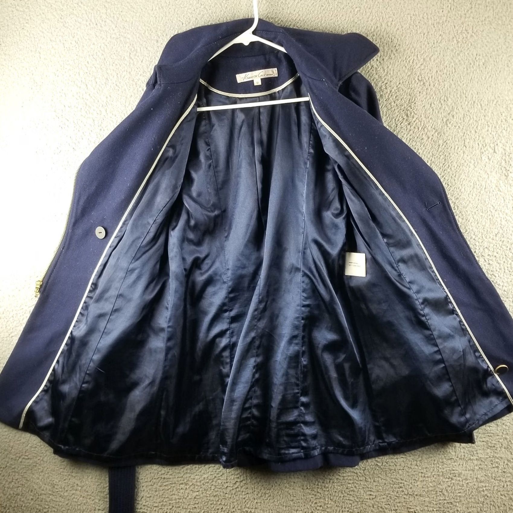 Kenneth Cole Kenneth Cole New York Trench Coat Wool Blend Blue Zip Belt Woman 8 Coat Size M / US 6-8 / IT 42-44 - 7 Thumbnail
