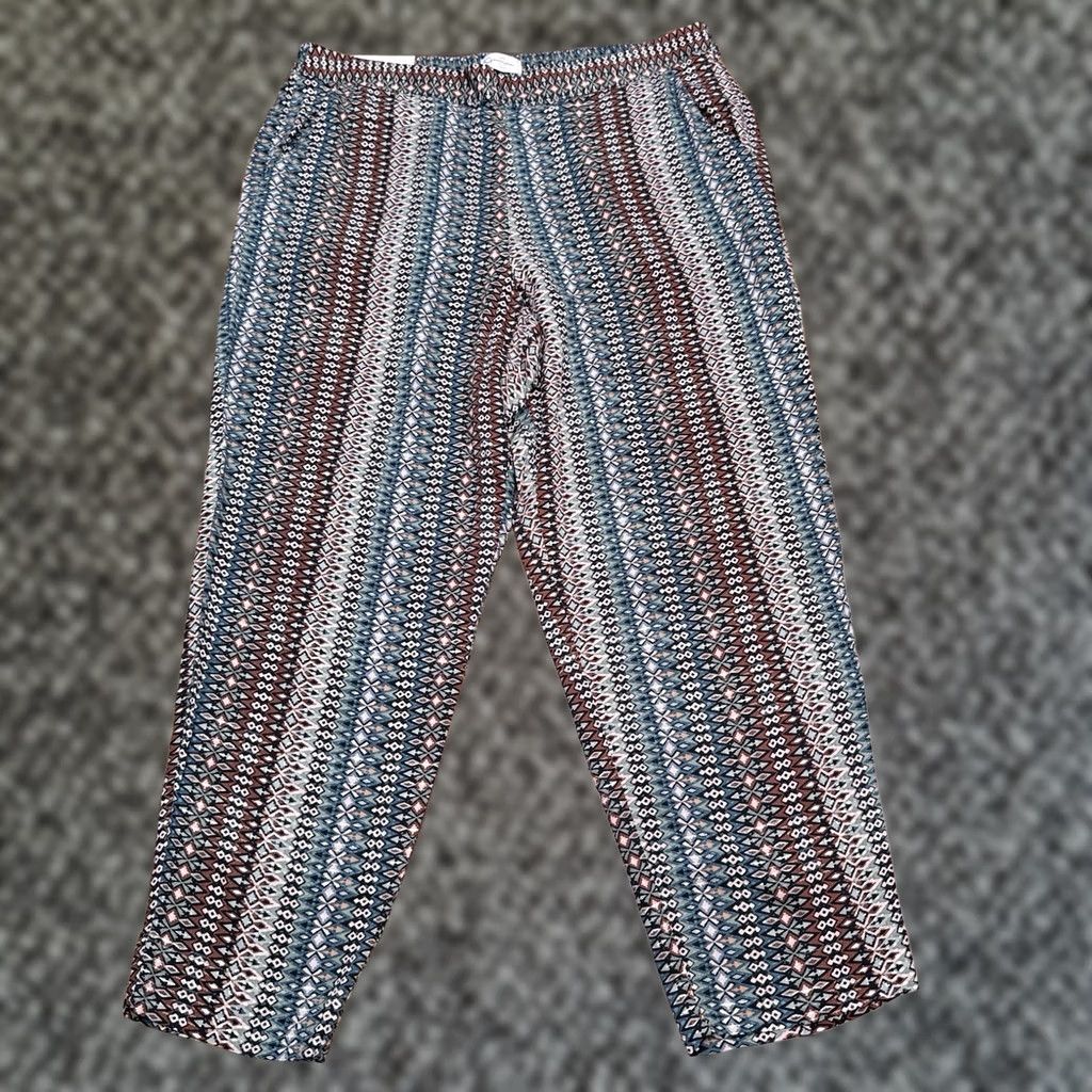 Jessica Simpson Jessica Simpson Pants Womens Large Green High Rise Ankle Straight Geometric Logo Viscose Rayon City Casual NWT Size 36" / US 14 / IT 50 - 1 Thumbnail