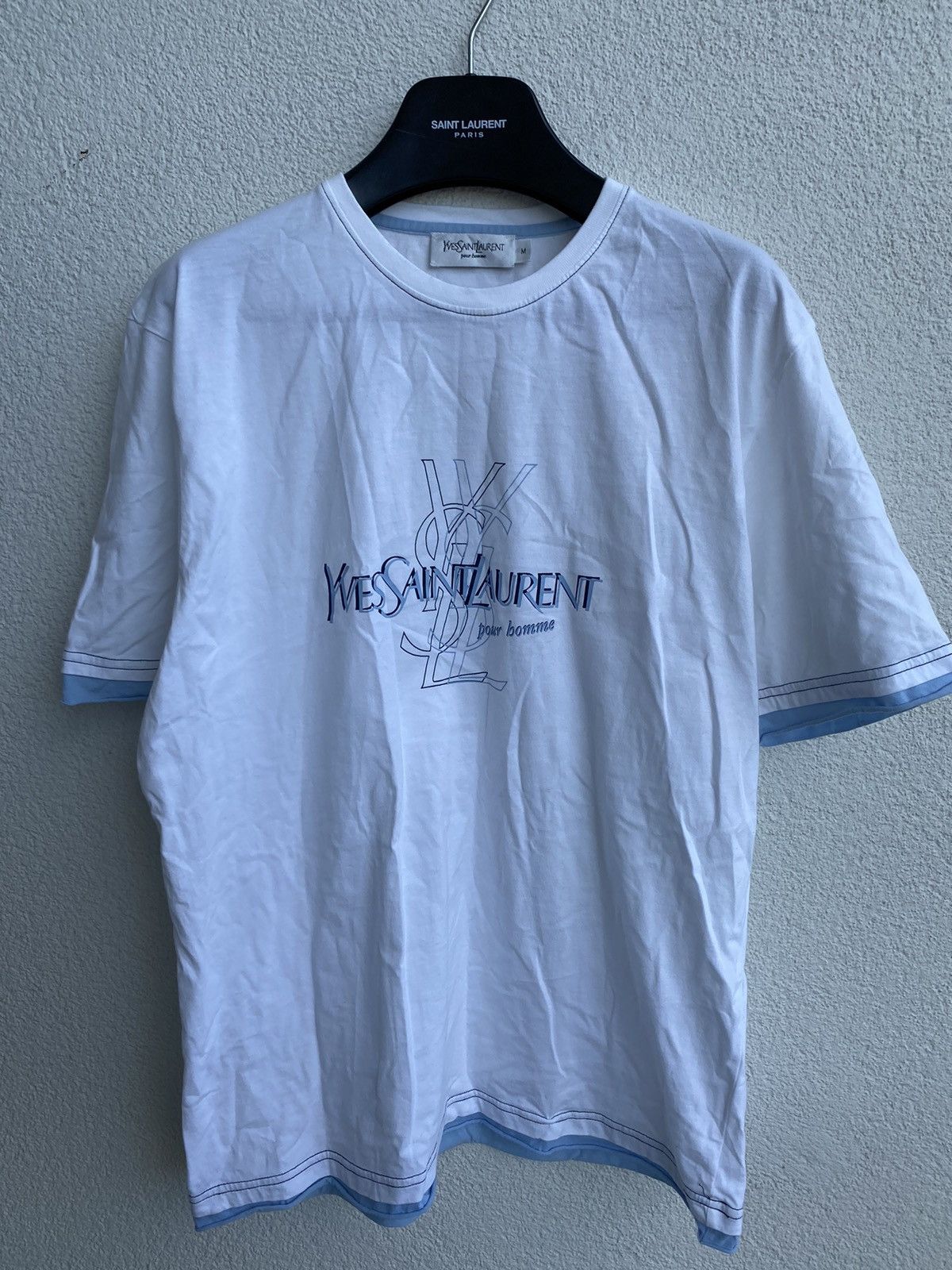 Yves Saint Laurent White YSL T-shirt Big Logo Summer YSL Shirt Size US M / EU 48-50 / 2 - 13 Thumbnail