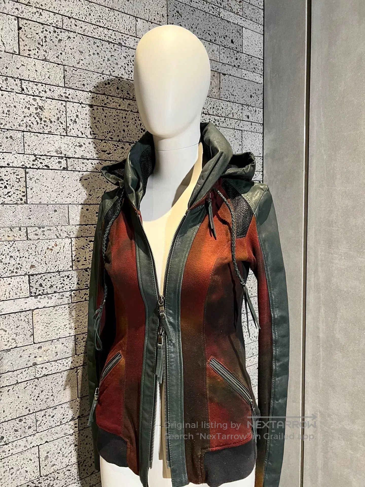 14th Addiction avant-garde leather bomber jacket with hood. Size XS / US 0-2 / IT 36-38 - 5 Thumbnail