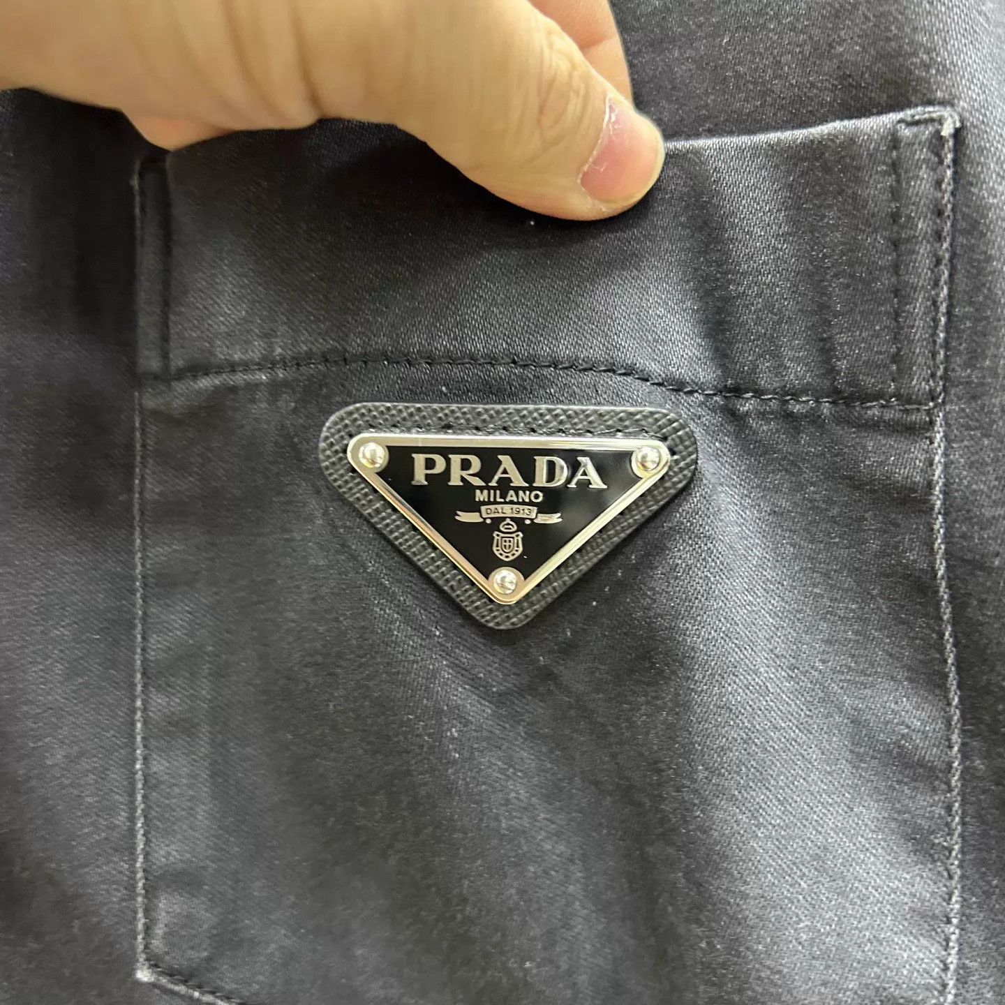 Prada Prada Black & Gray Washed Triangle Logo Shirt 40 NWT Size US M / EU 48-50 / 2 - 3 Thumbnail