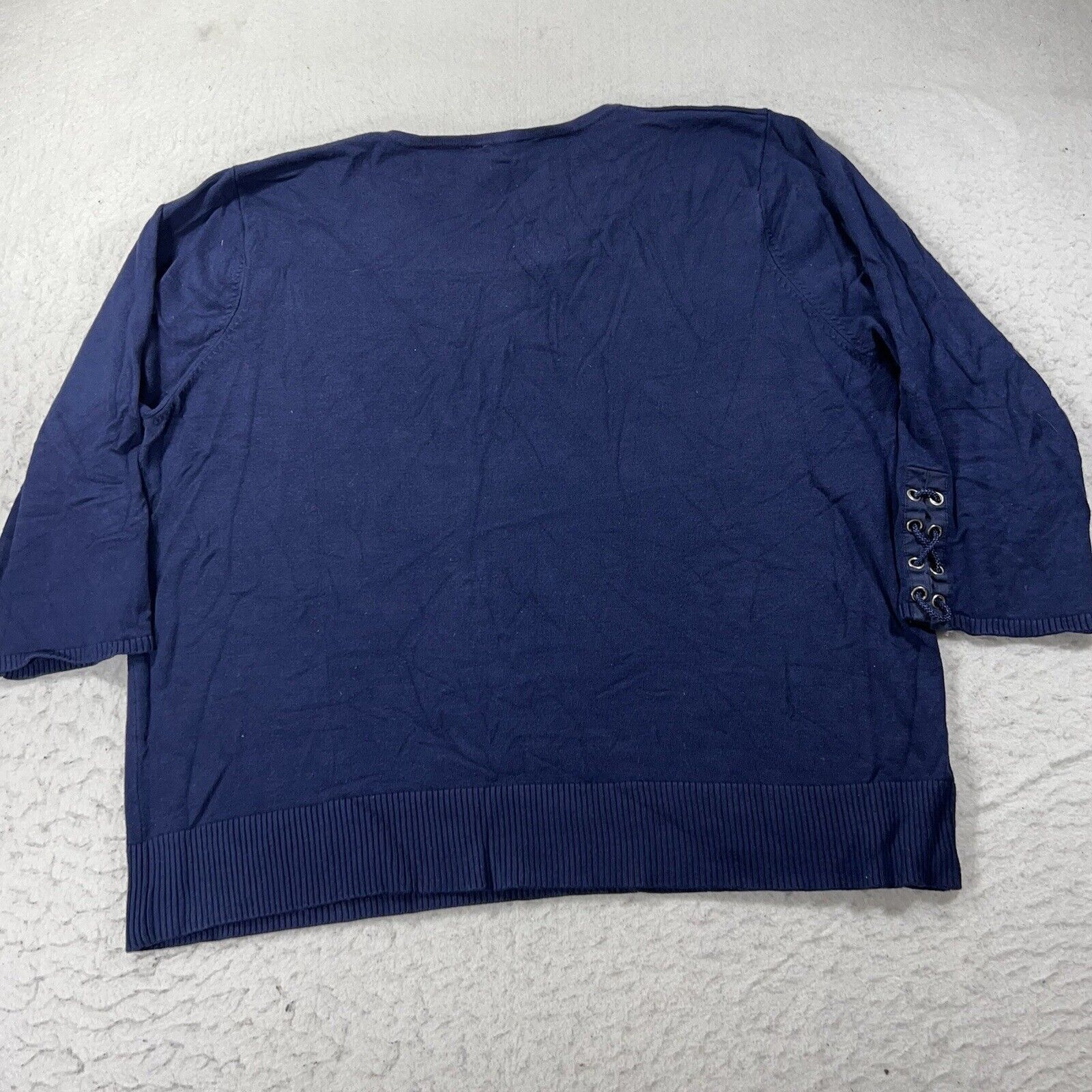 Other TEDDI Large Navy Blue 3/4 Sleeve Sweater Lace Up Wrists Top Size L / US 10 / IT 46 - 10 Thumbnail