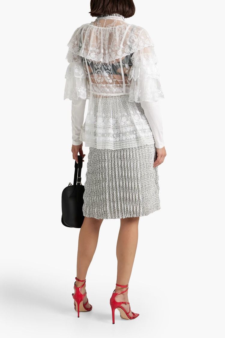 Burberry BURBERRY Ruffled embroidered Swiss-dot tulle blouse Size S / US 4 / IT 40 - 3 Thumbnail